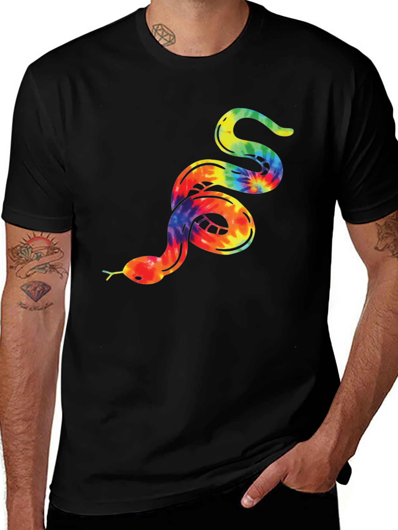 Tie-Dye Snake Graphic Tee - Bold & Unique Design