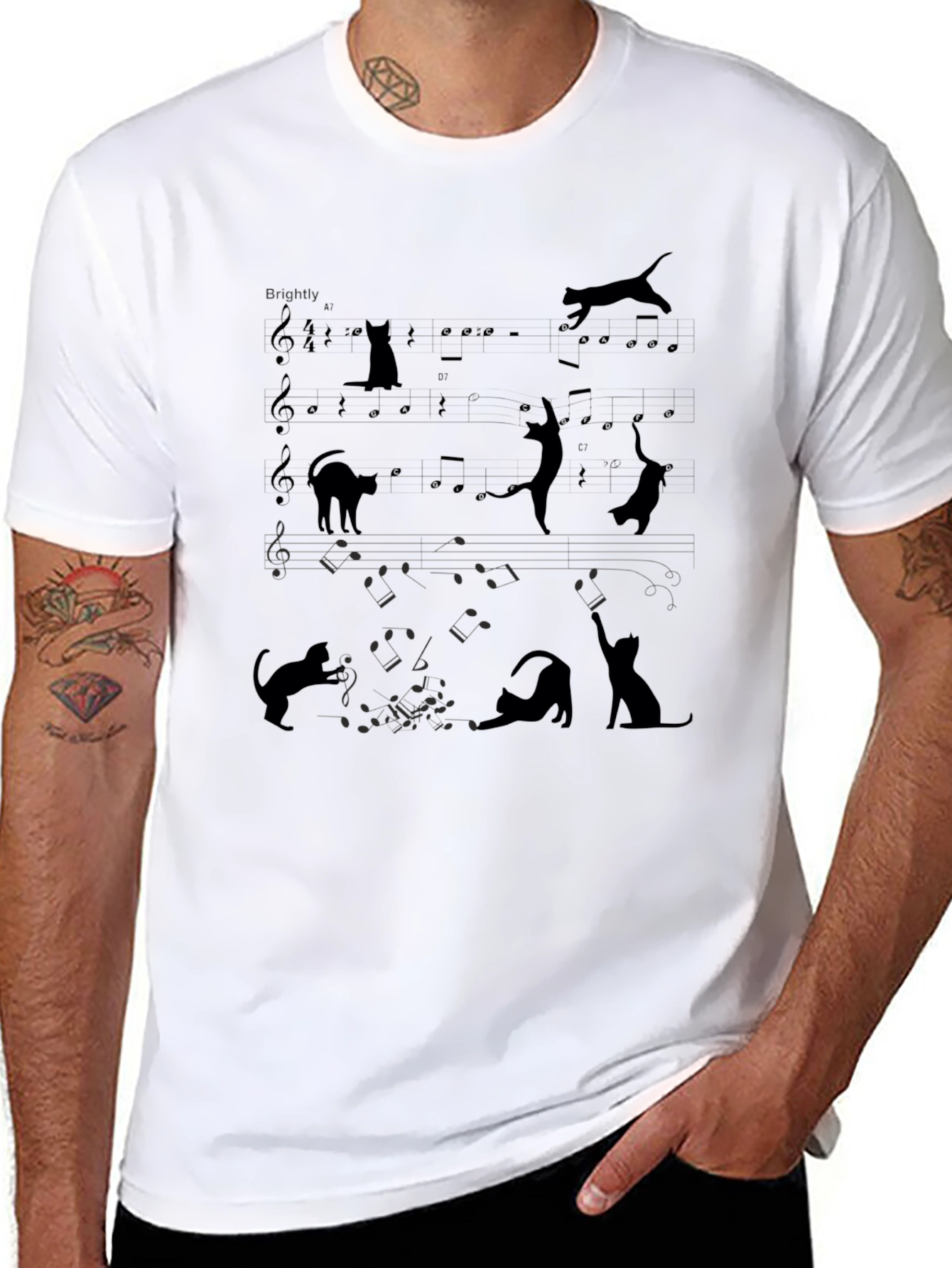 Cat Music Sheet Novelty Graphic Tee