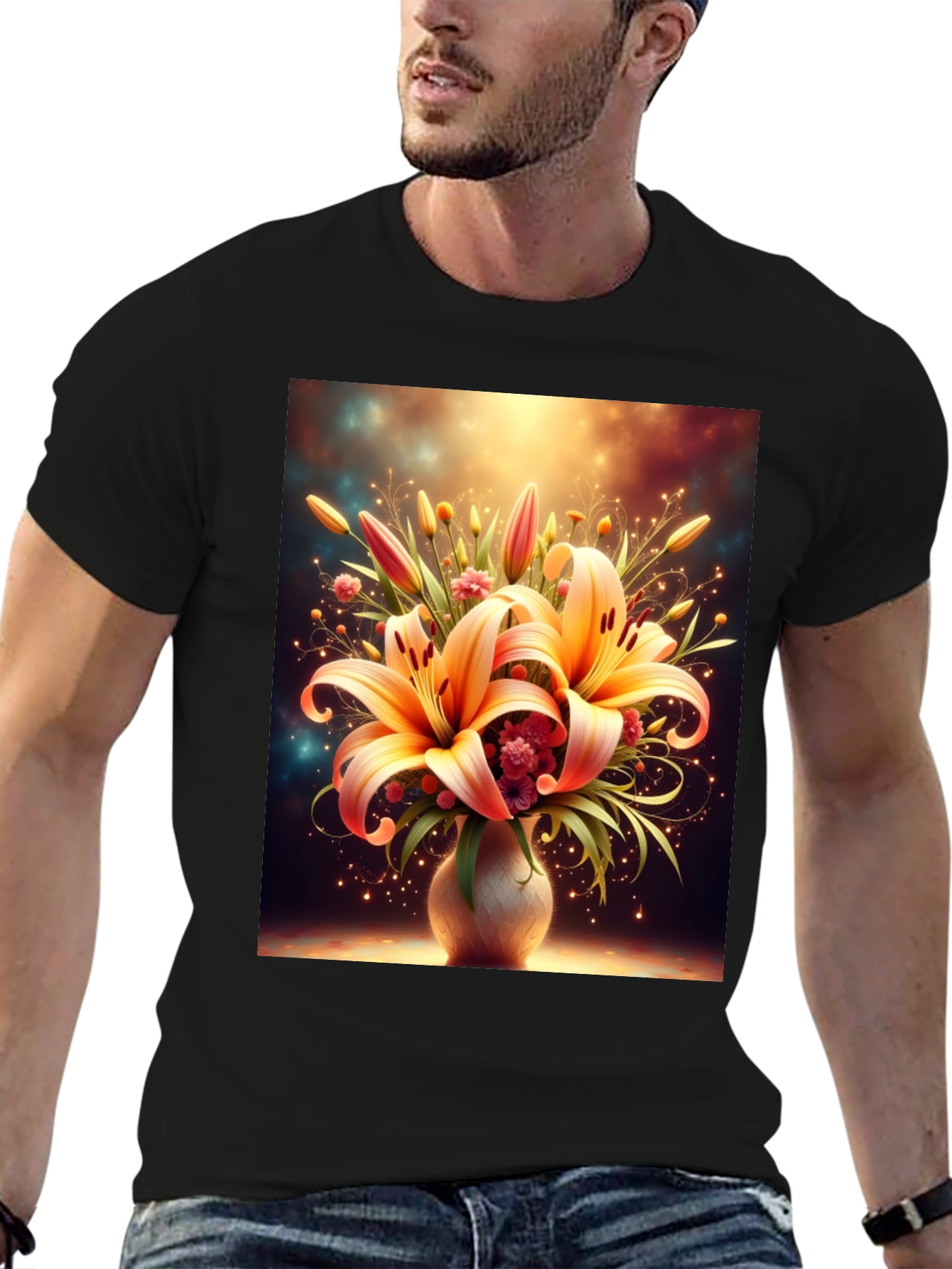 Floral Lily Graphic Tee - Elegant Design