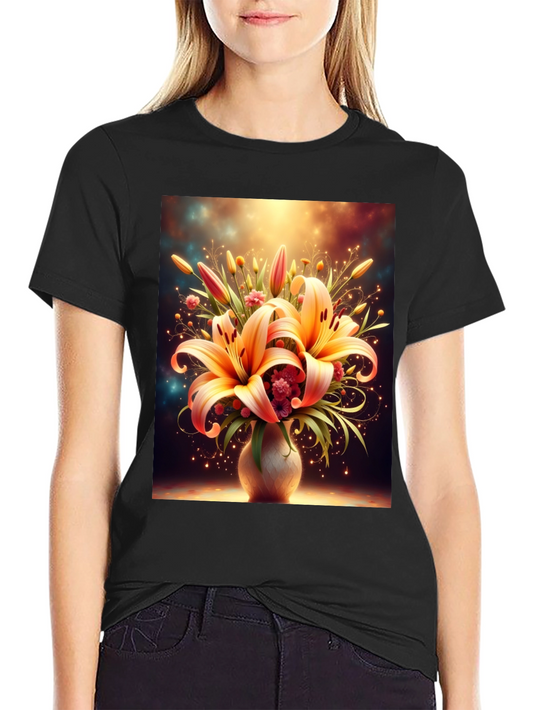 Floral Lily Graphic Tee - Elegant Design