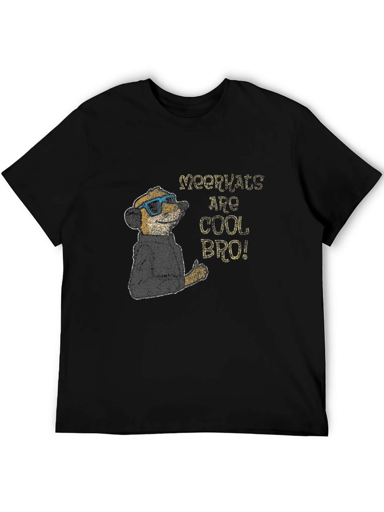 Cool Meerkat Graphic Tee - Black Cotton T-Shirt