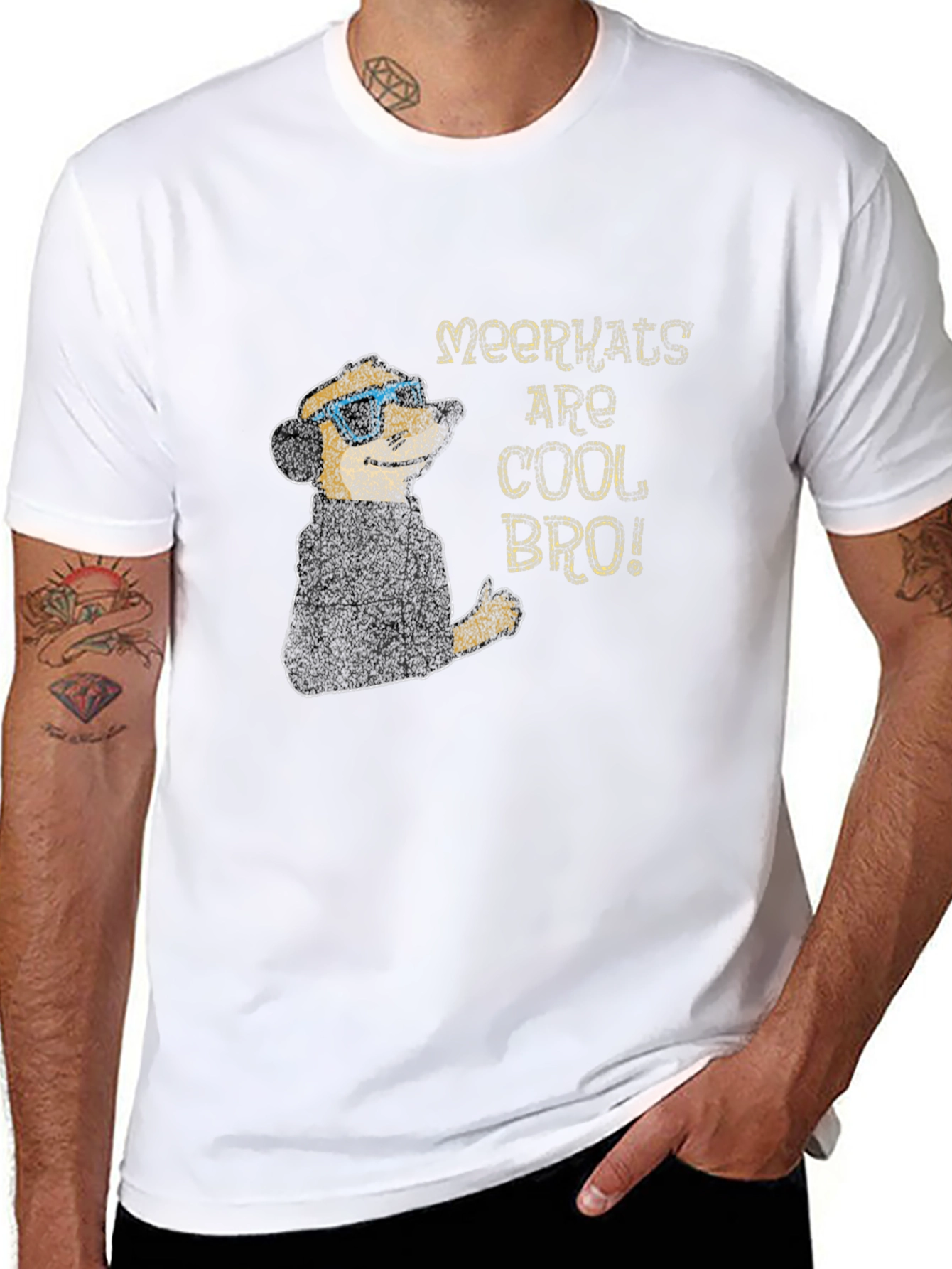 Cool Meerkat Graphic Tee - Black Cotton T-Shirt