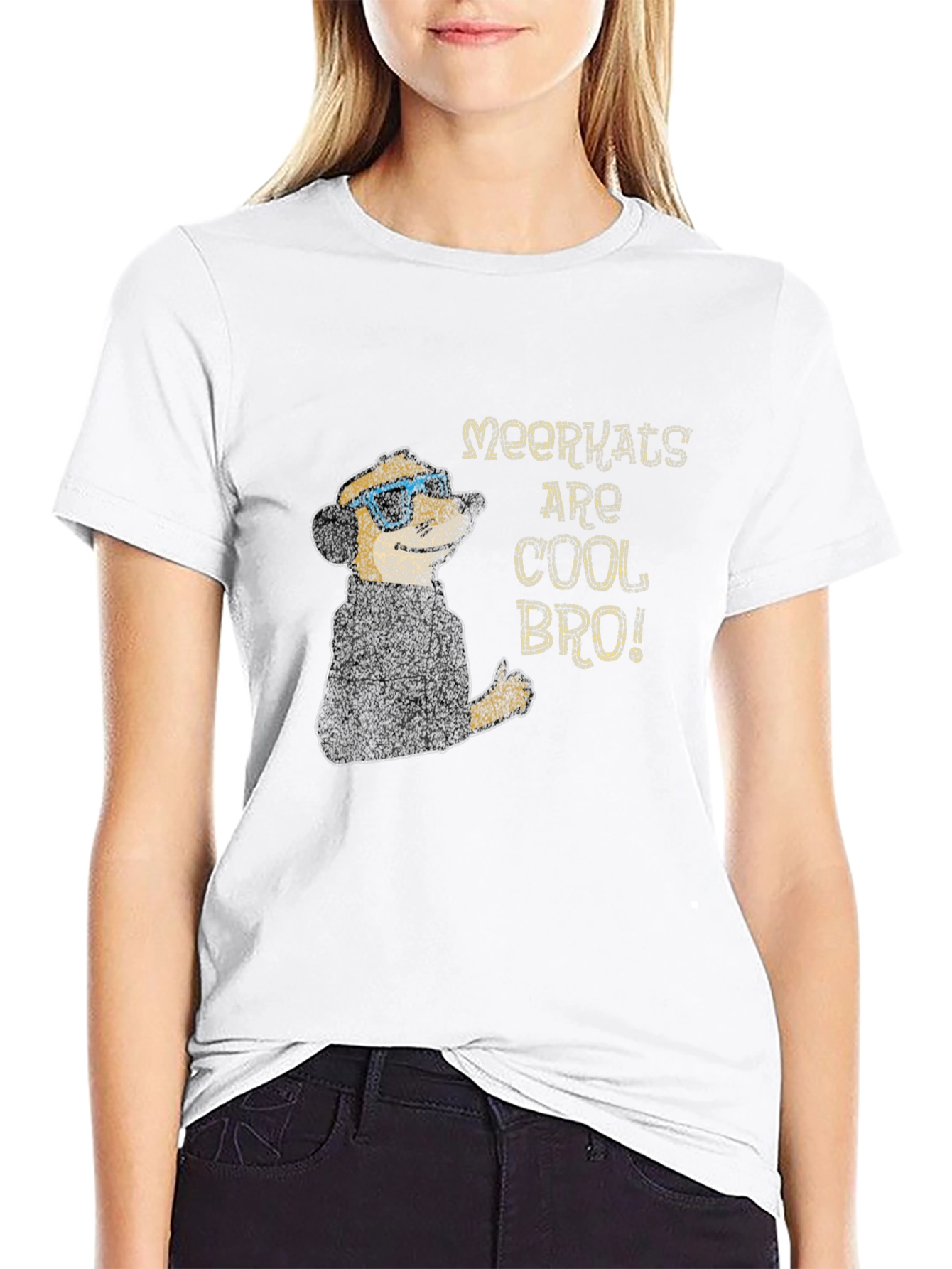 Cool Meerkat Graphic Tee - Black Cotton T-Shirt