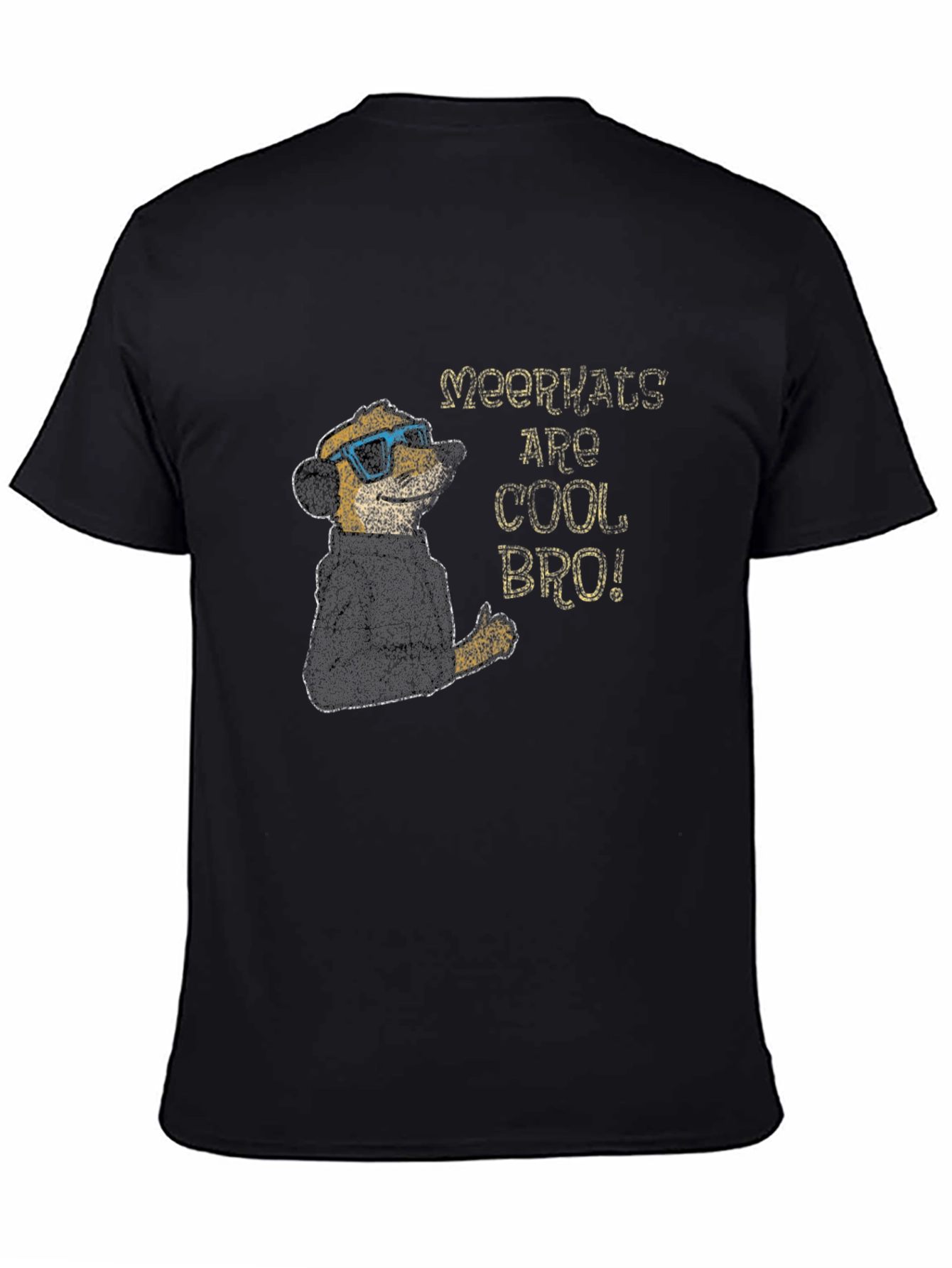 Cool Meerkat Graphic Tee - Black Cotton T-Shirt