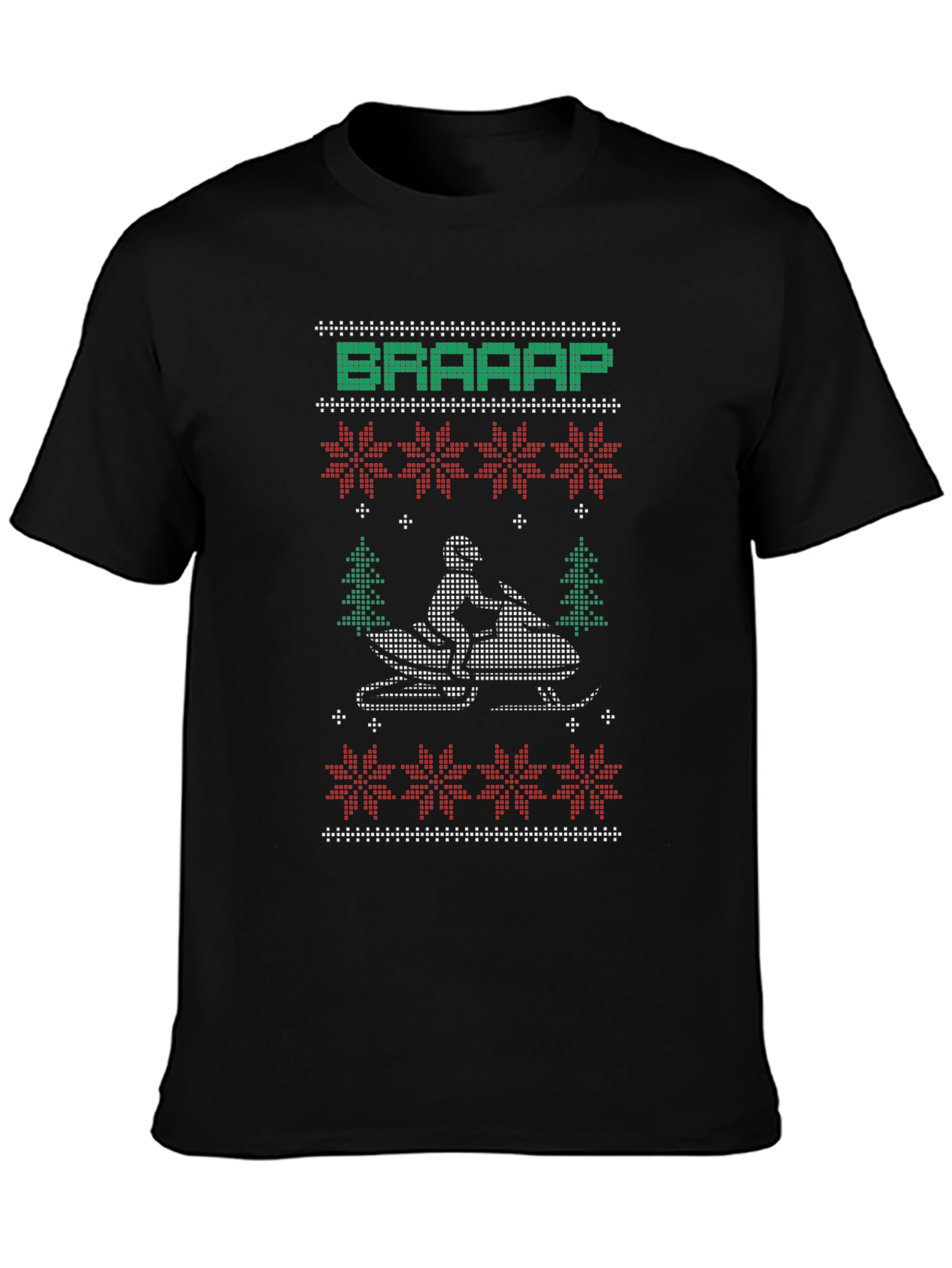 Braaap Snowmobile Ugly Christmas Sweater T-Shirt
