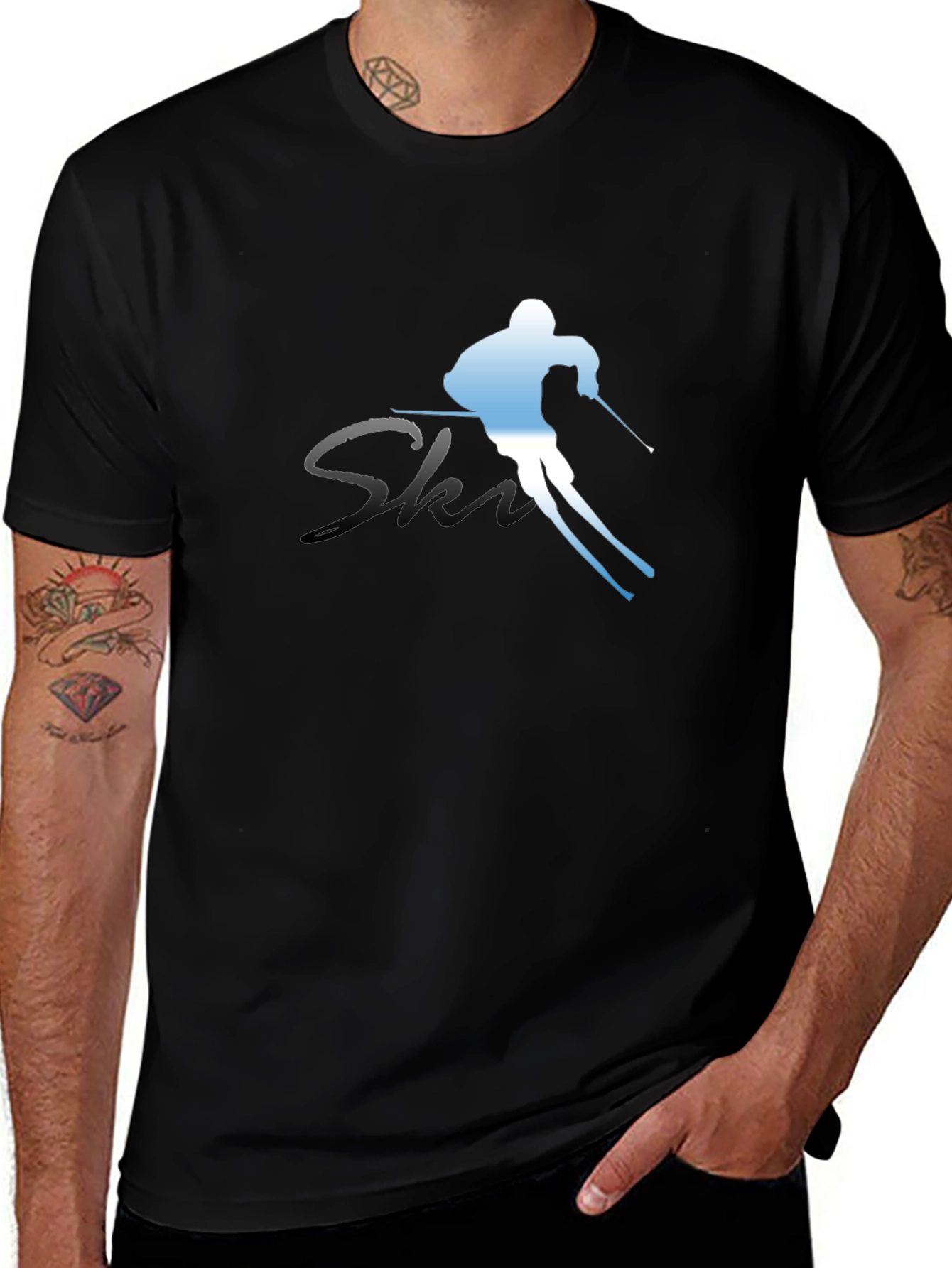 Ski Graphic Tee - Black Cotton Blend