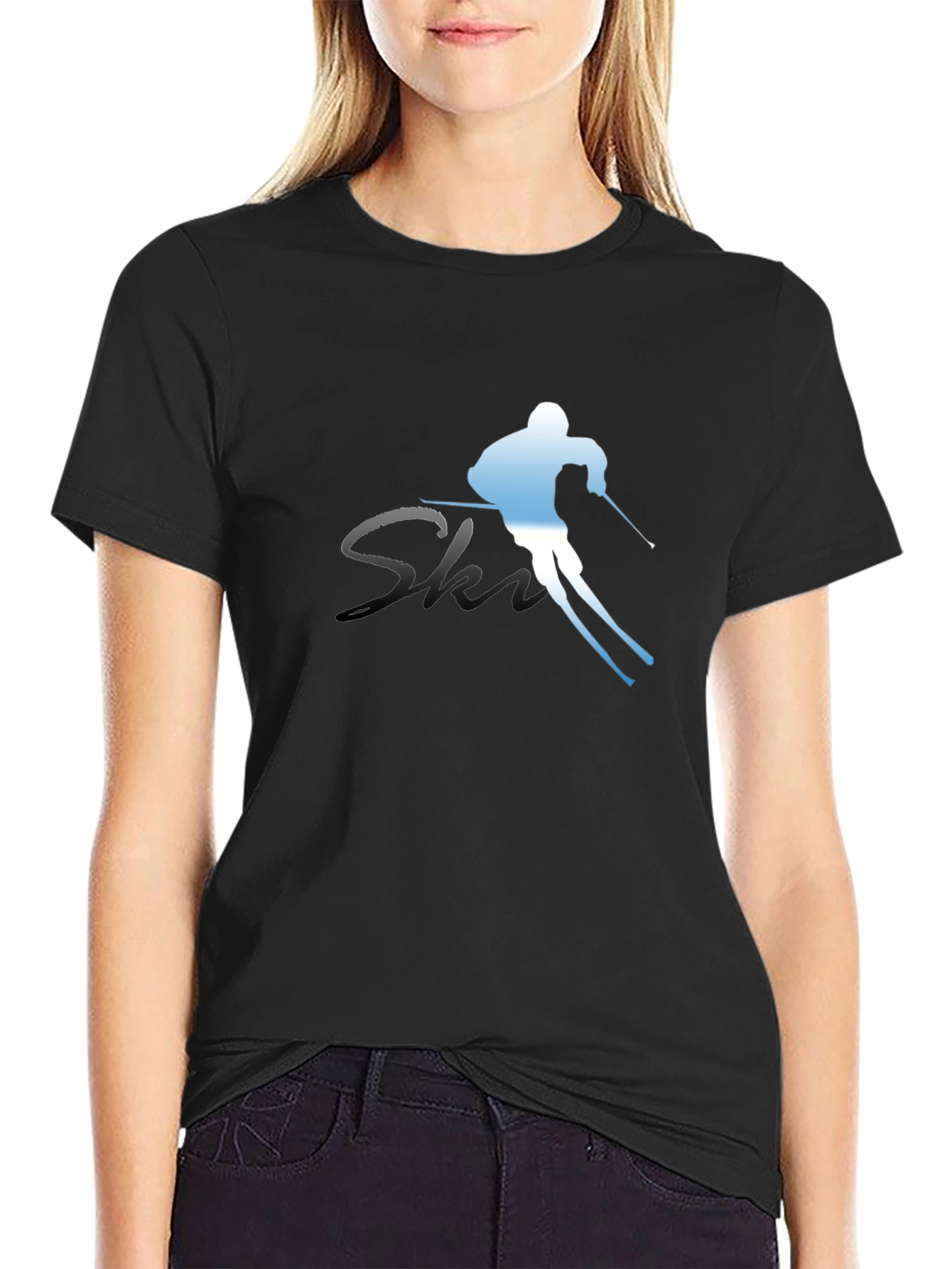 Ski Graphic Tee - Black Cotton Blend