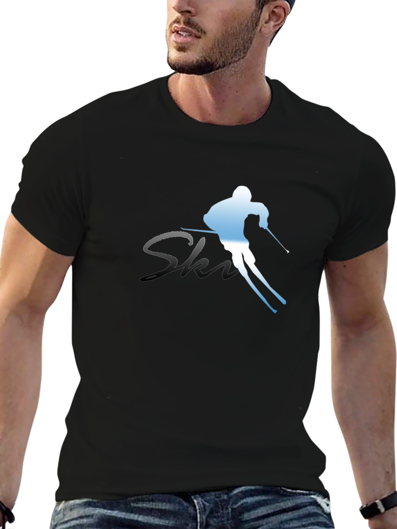 Ski Graphic Tee - Black Cotton Blend