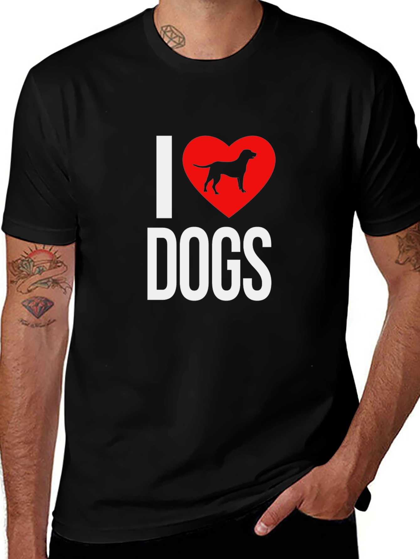 I Love Dogs T-Shirt - Heart with Dog Silhouette