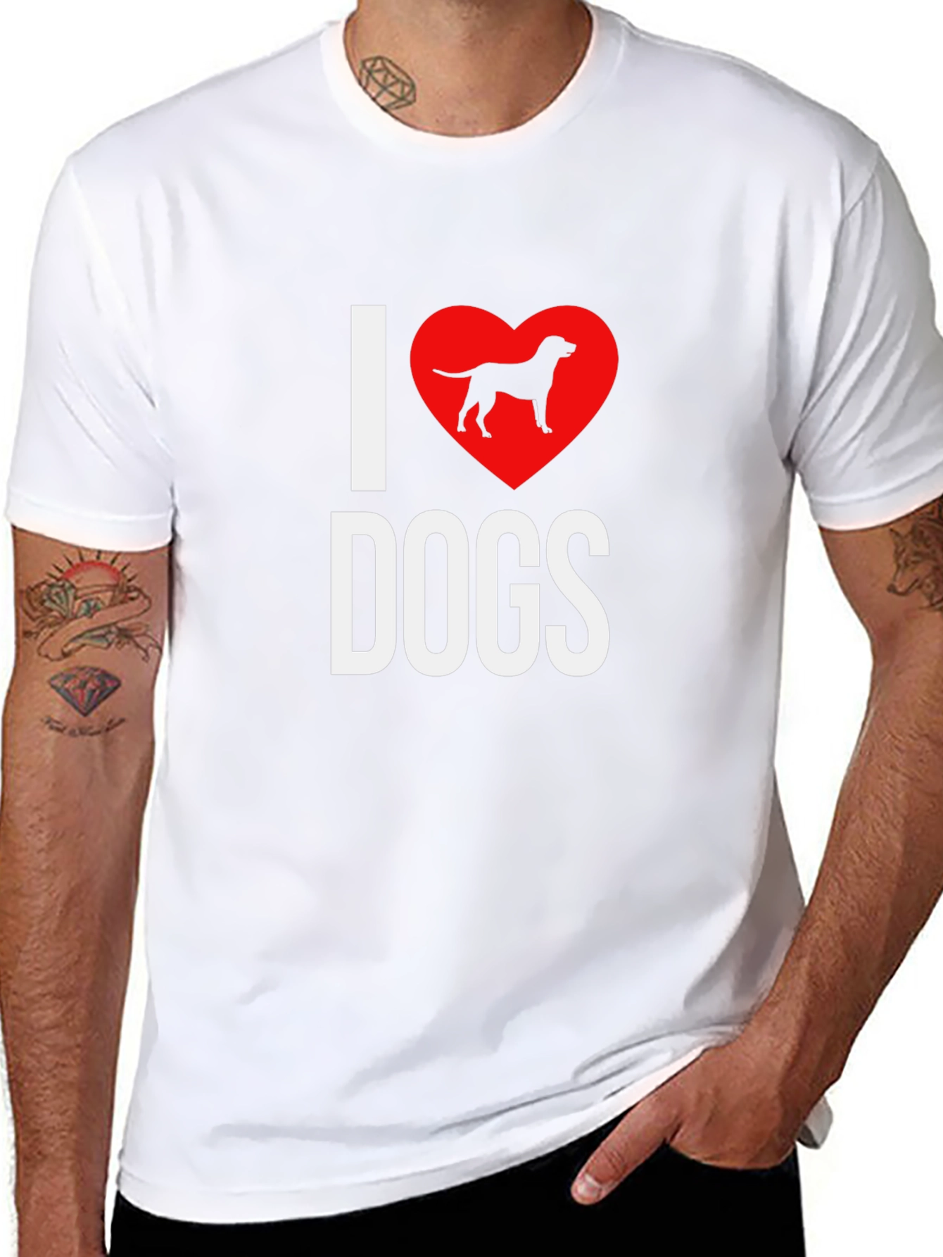 I Love Dogs T-Shirt - Heart with Dog Silhouette