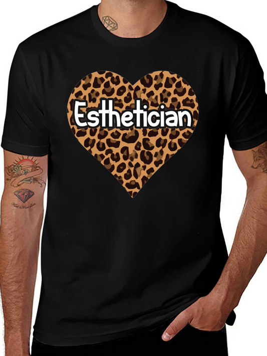 Esthetician Leopard Heart Graphic Tee