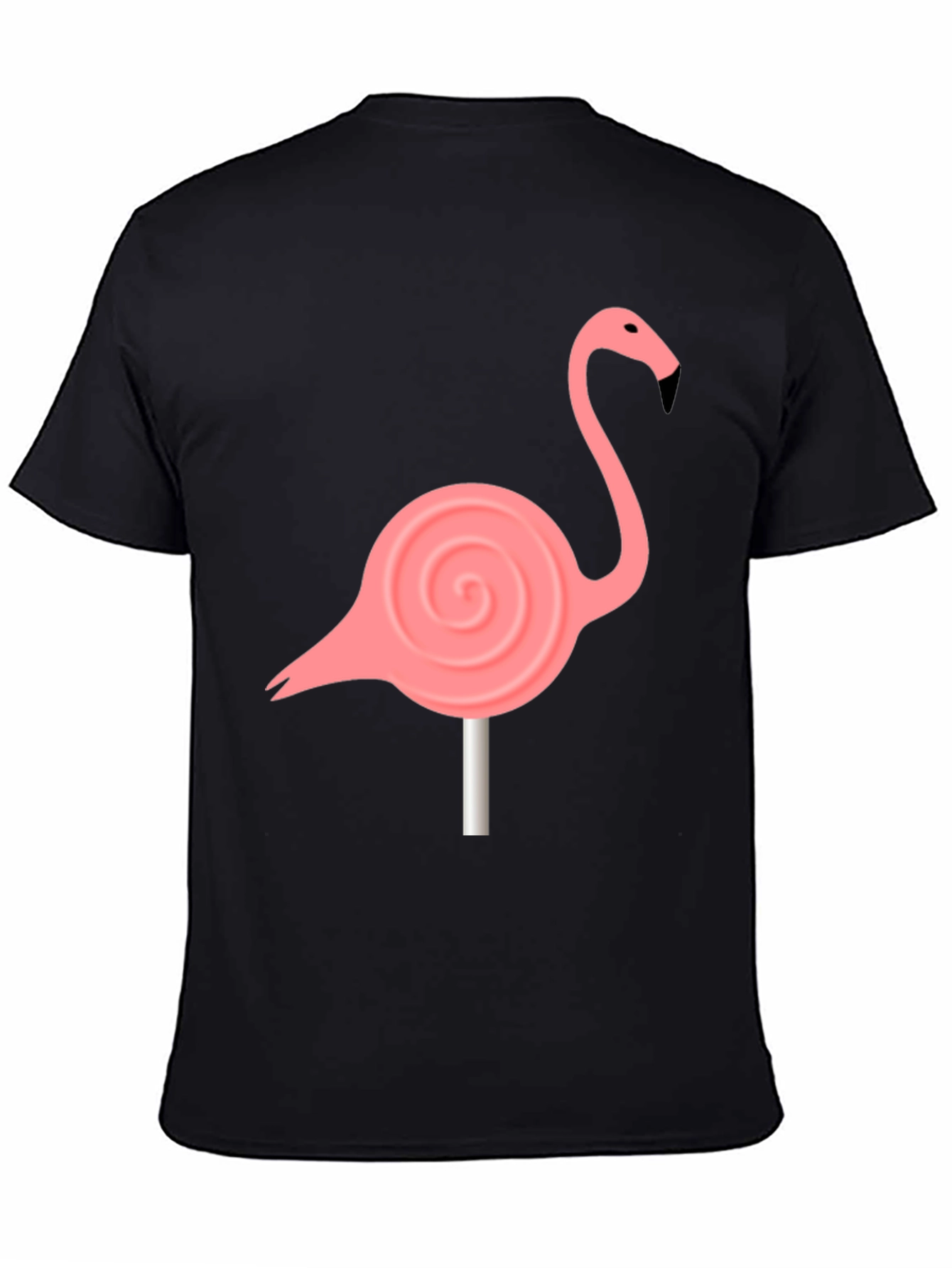 Flamingo Lollipop Graphic Tee - Black Cotton Blend