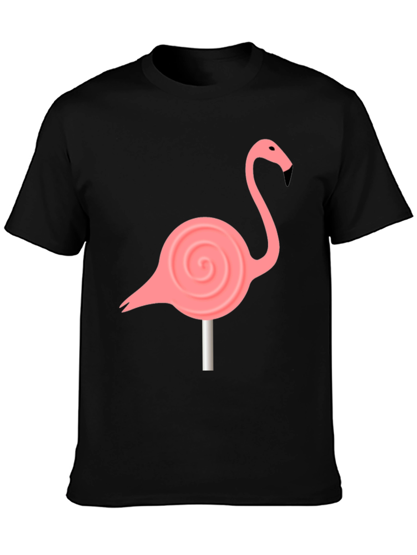 Flamingo Lollipop Graphic Tee - Black Cotton Blend
