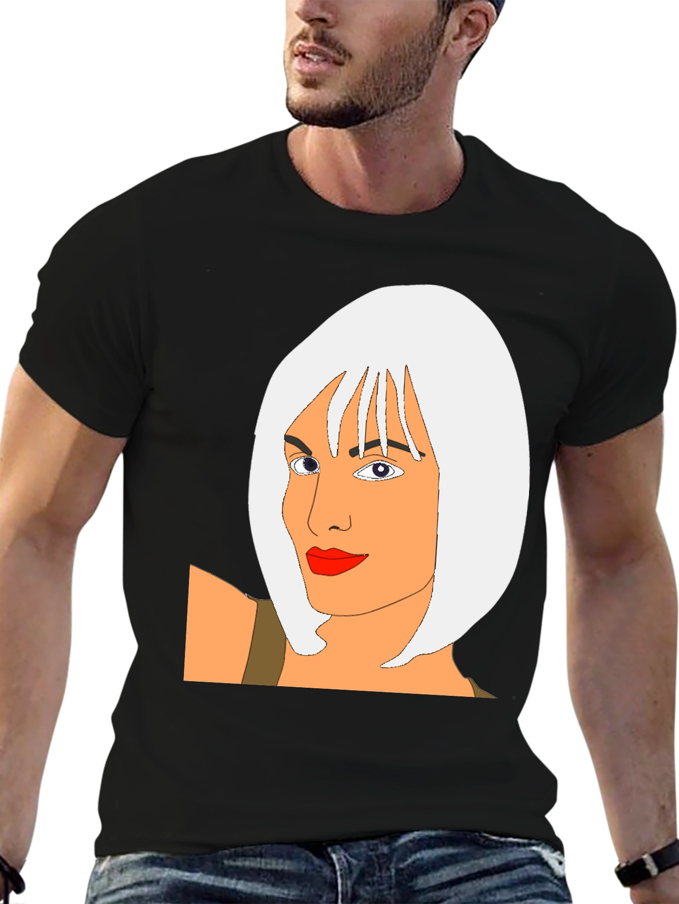 Cool Graphic T-Shirt - Cartoon Woman Portrait