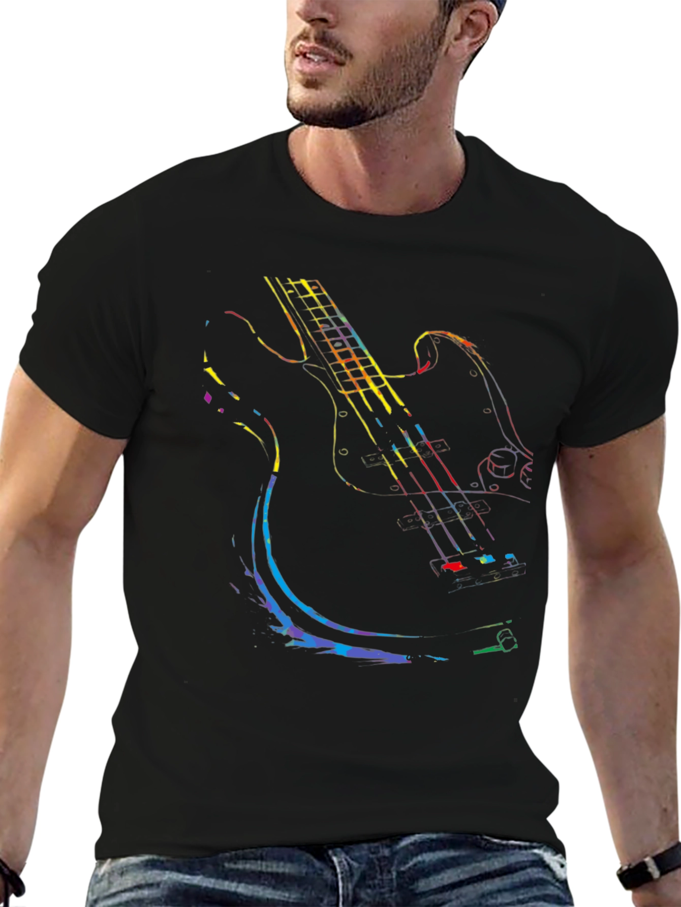 Guitar Graphic Tee - Black Cotton Comfort
