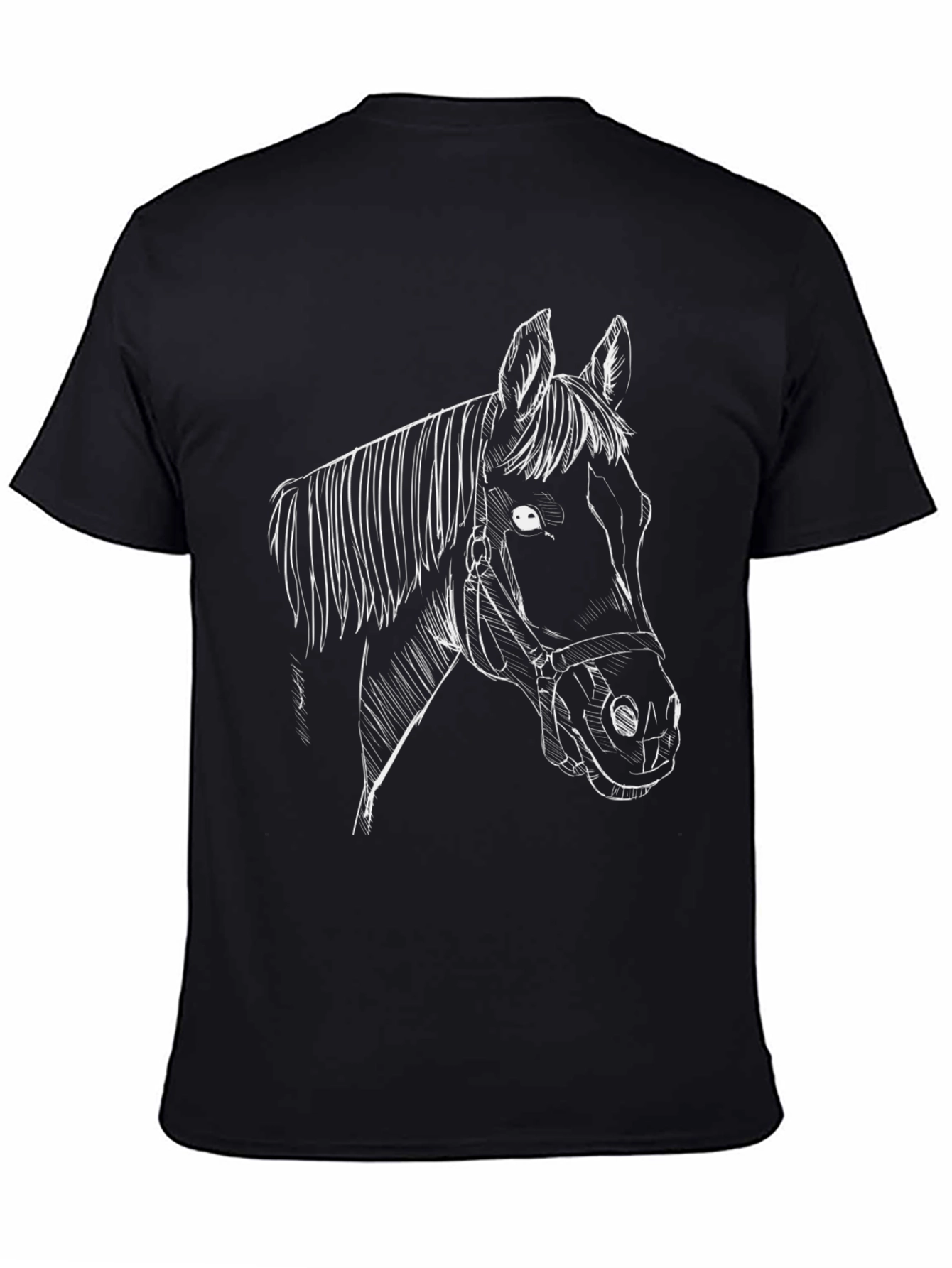 Horse Sketch Graphic Tee - Black Unisex T-Shirt