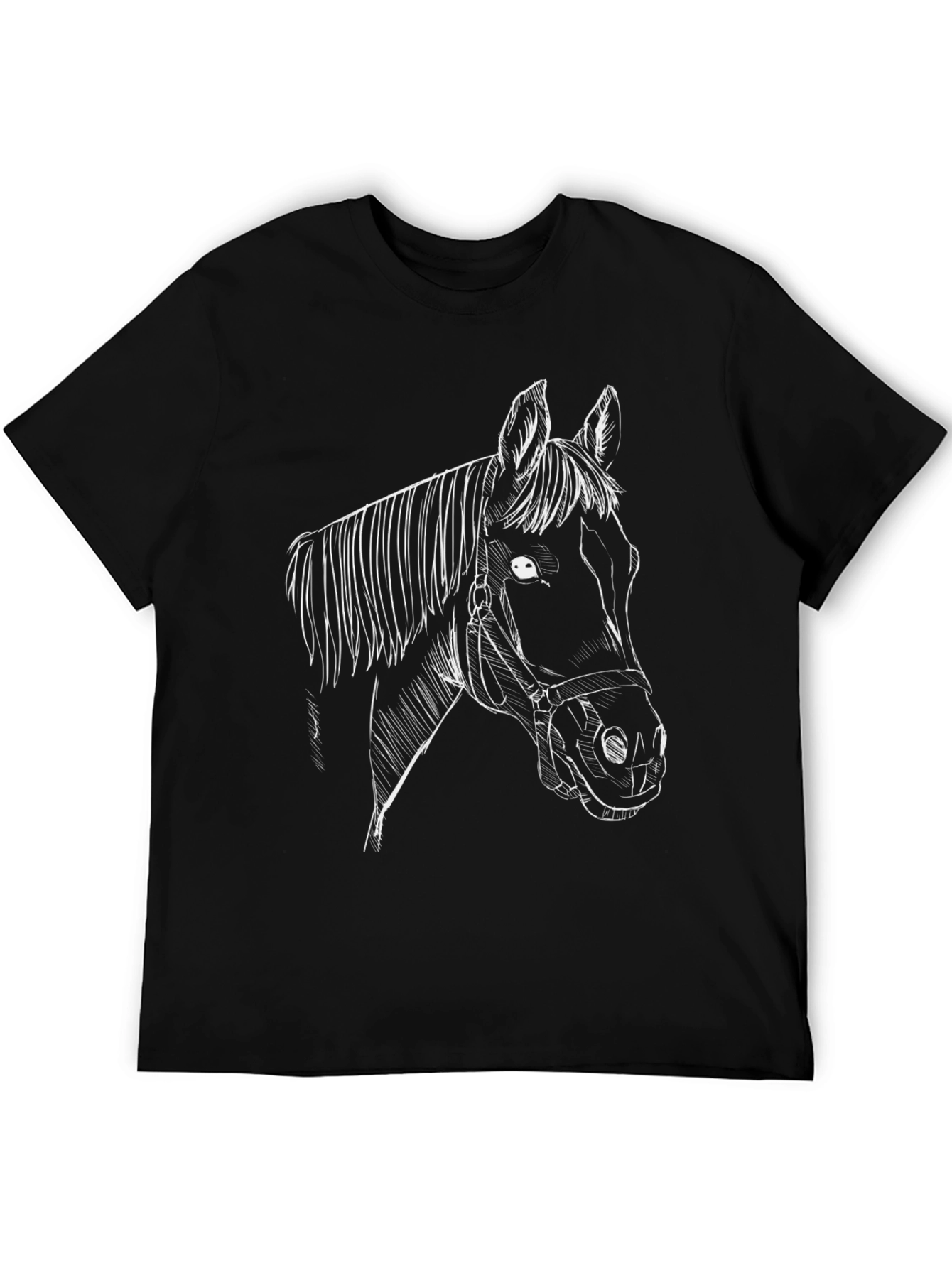Horse Sketch Graphic Tee - Black Unisex T-Shirt