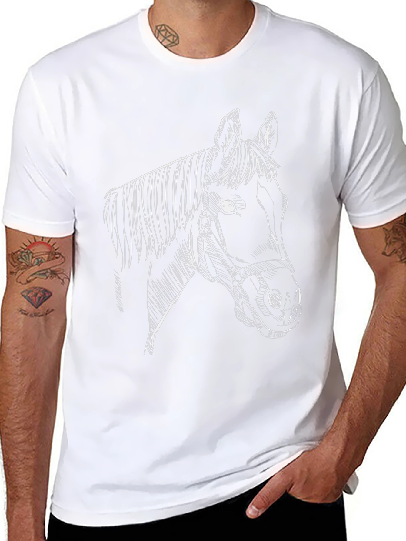 Horse Sketch Graphic Tee - Black Unisex T-Shirt