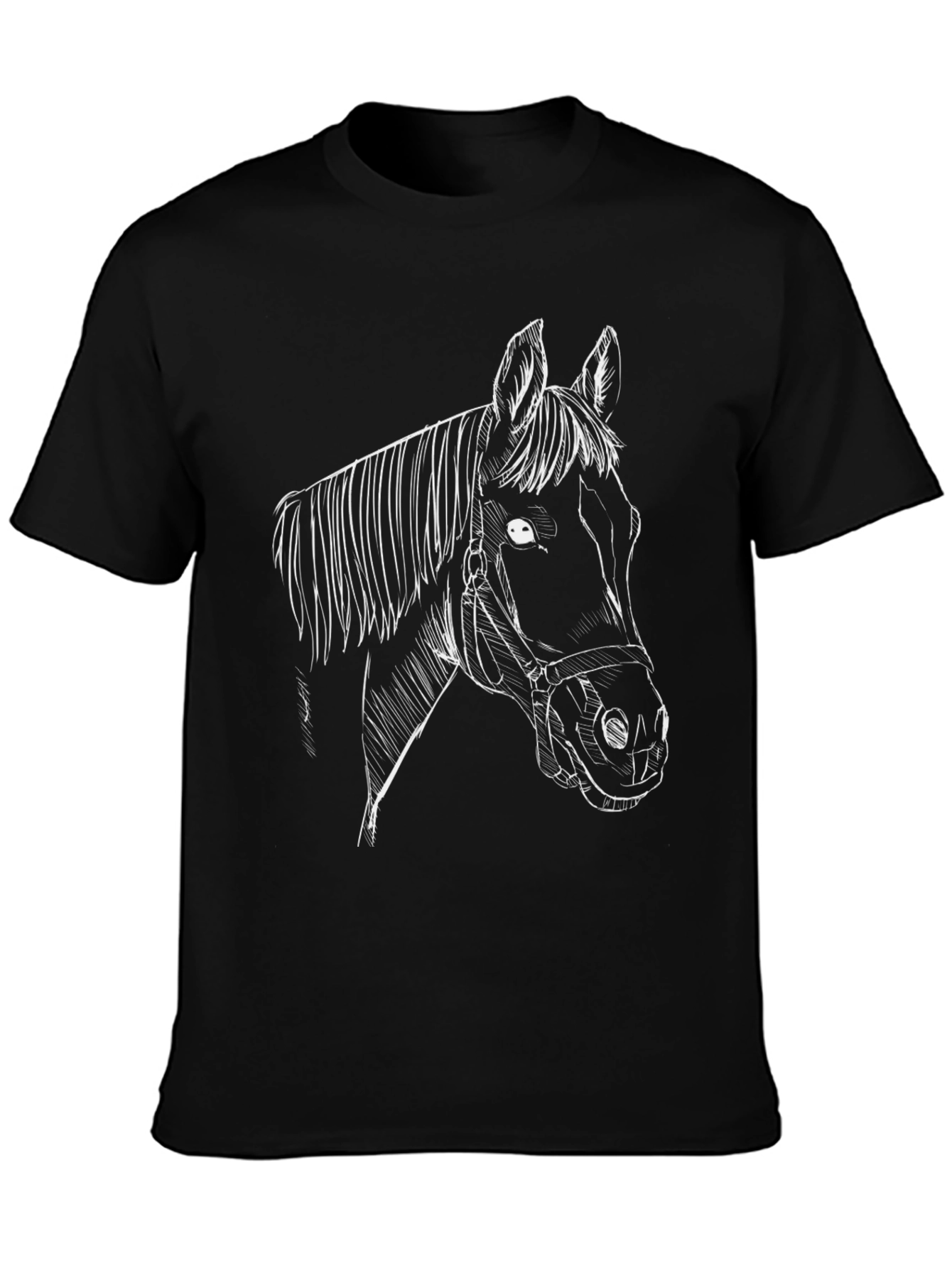 Horse Sketch Graphic Tee - Black Unisex T-Shirt
