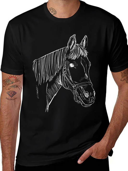 Horse Sketch Graphic Tee - Black Unisex T-Shirt