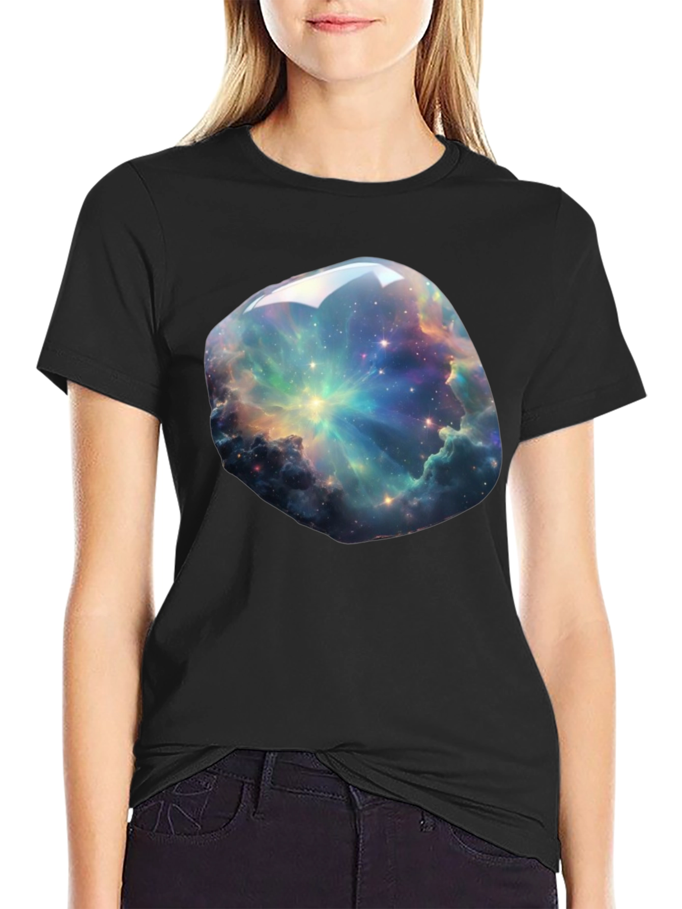 Galaxy Nebula Print T-Shirt - Cosmic Style