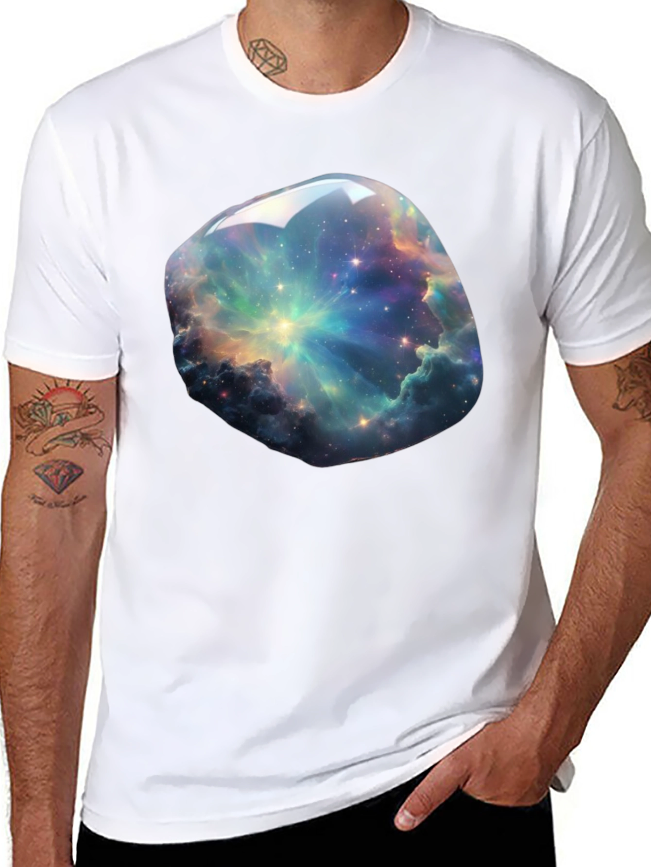 Galaxy Nebula Print T-Shirt - Cosmic Style