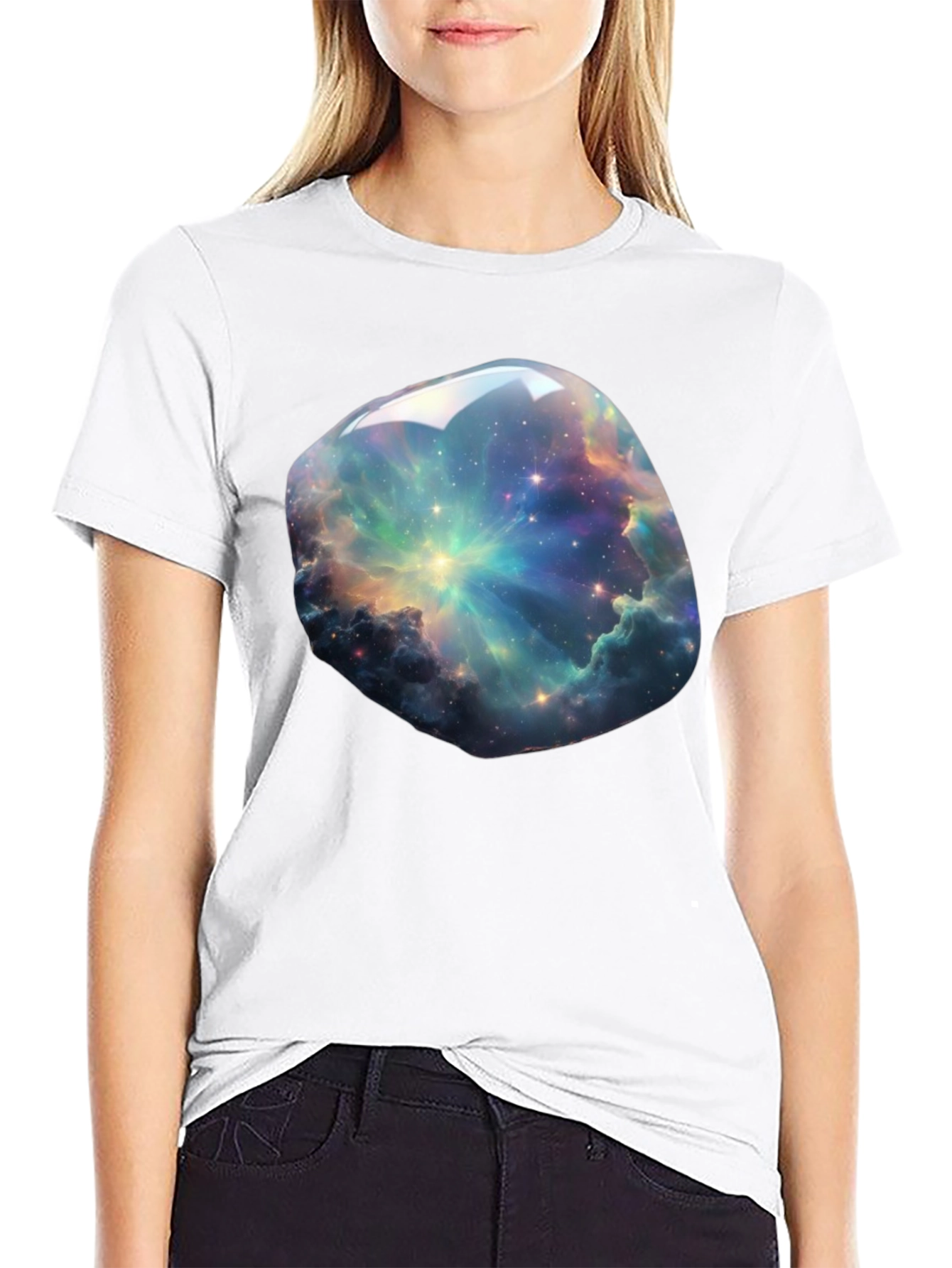 Galaxy Nebula Print T-Shirt - Cosmic Style