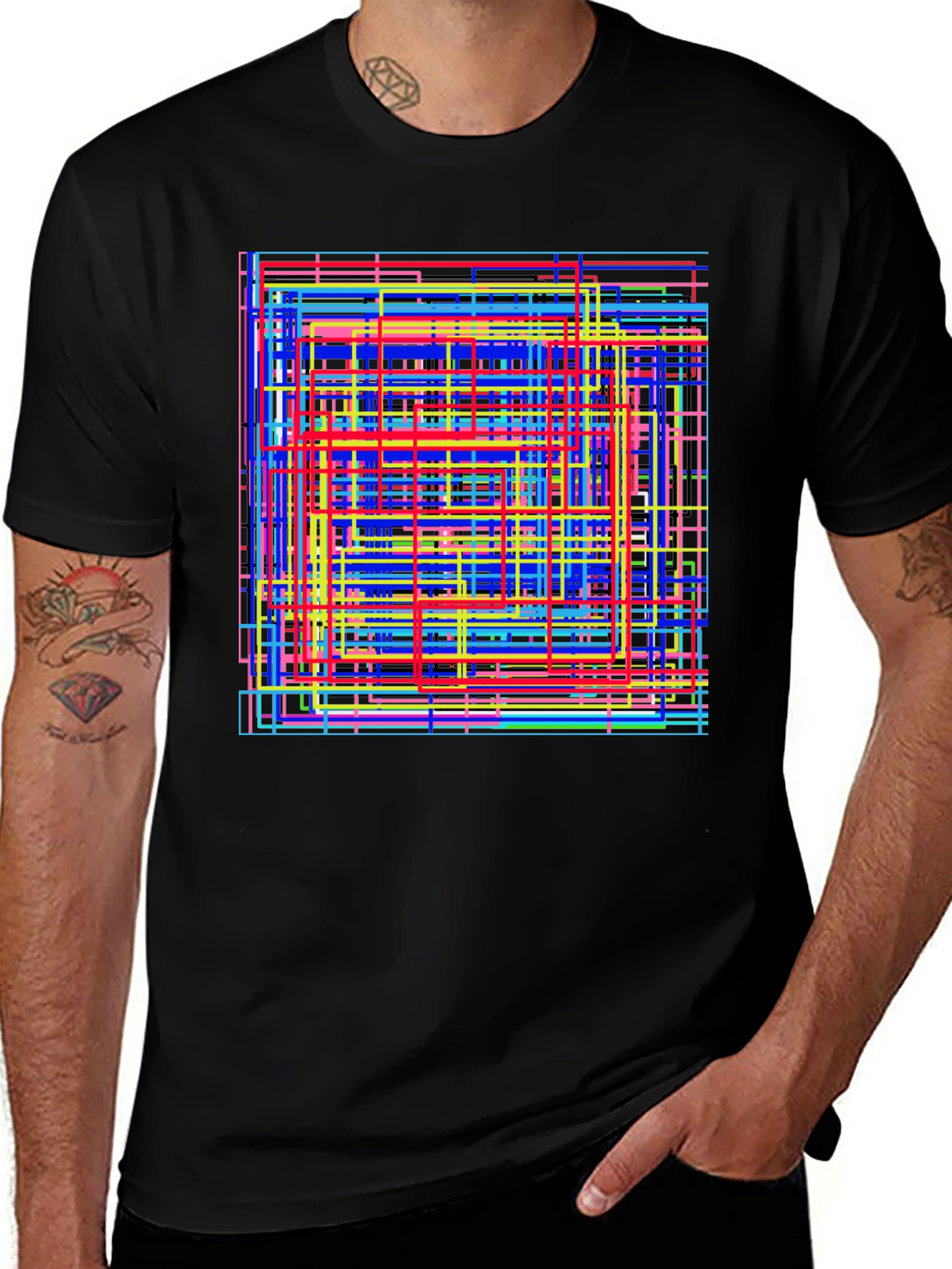 Abstract Geometric Lines Graphic T-Shirt