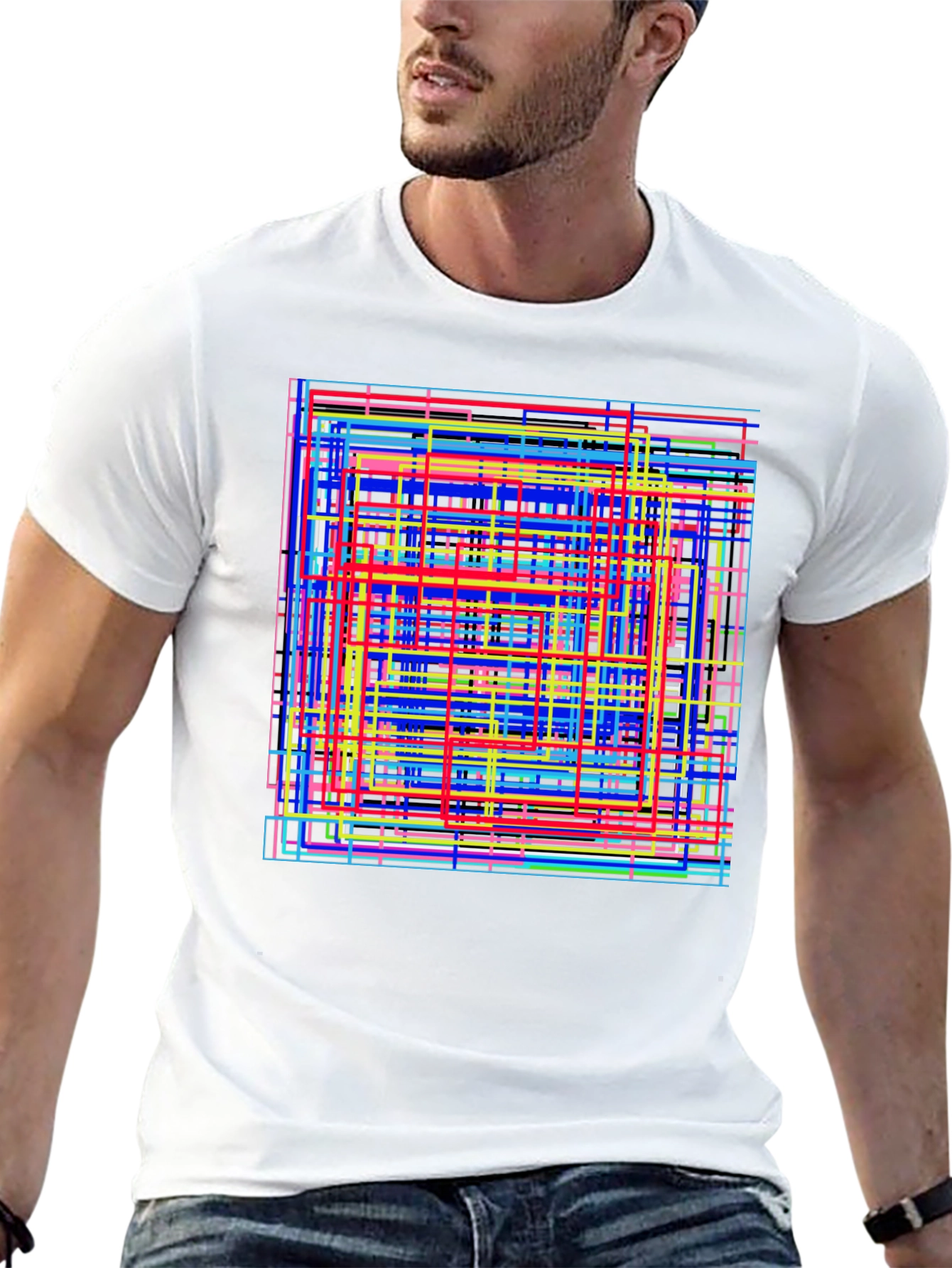 Abstract Geometric Lines Graphic T-Shirt