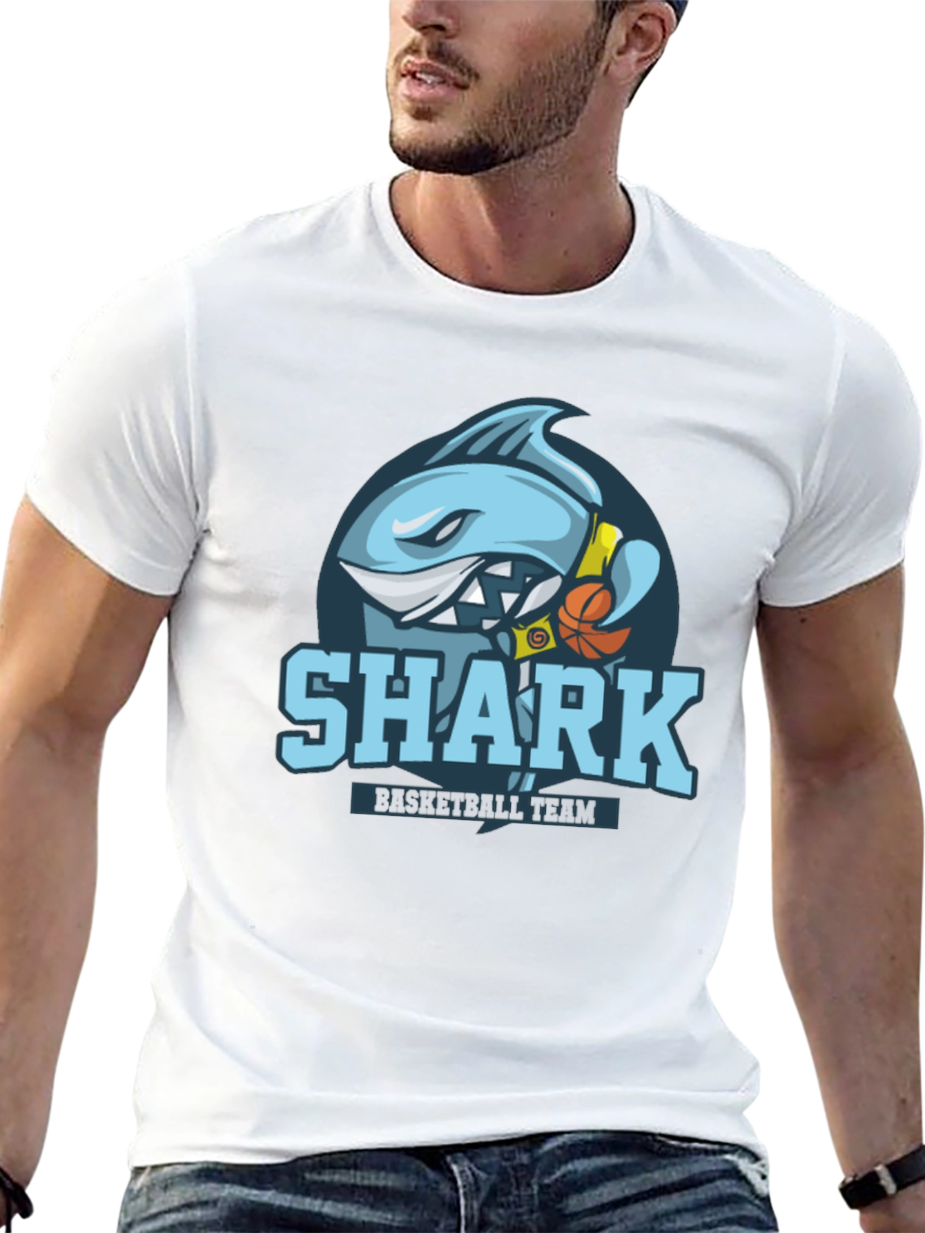 Shark Basketball Team Graphic Tee - Black