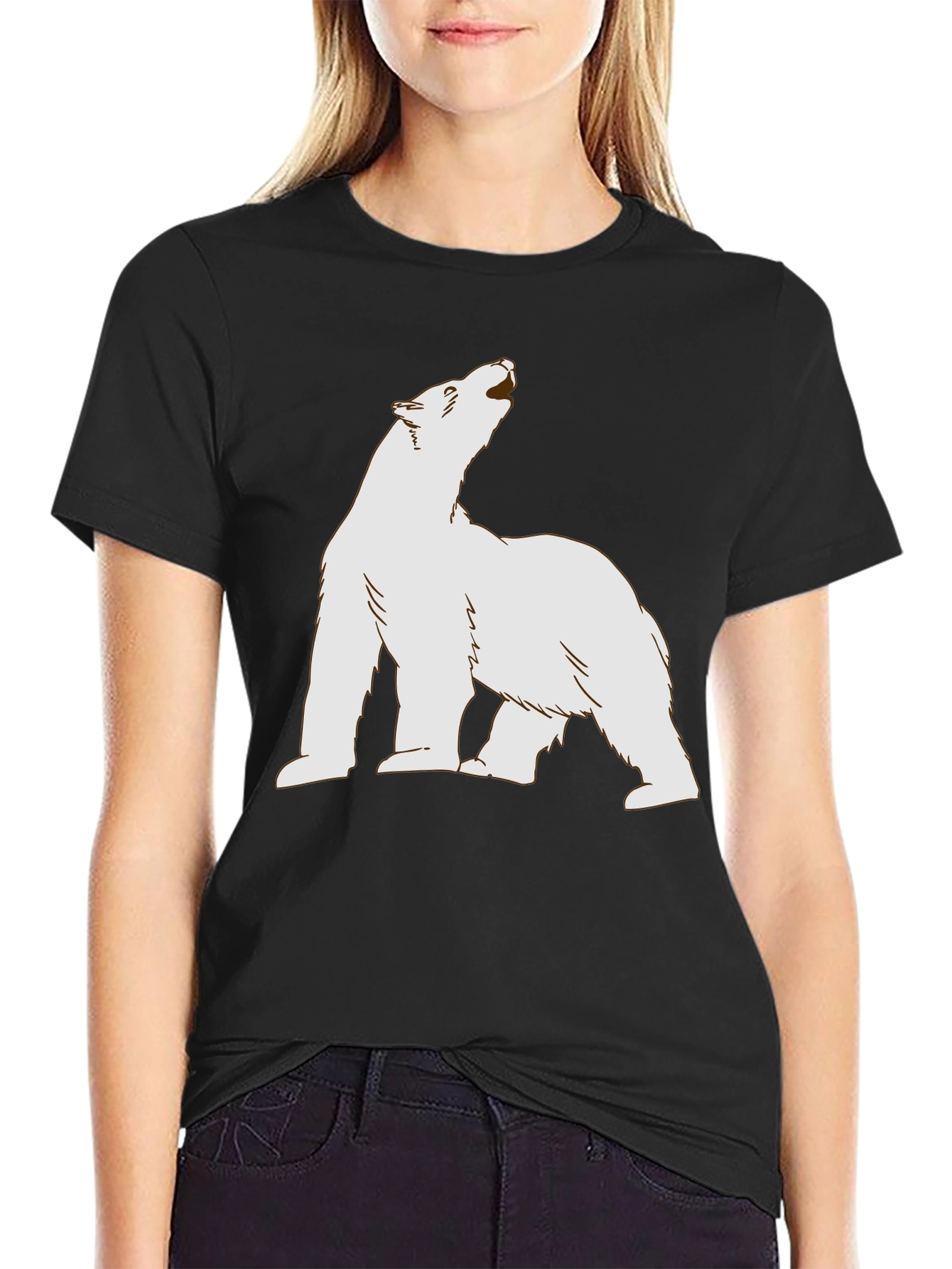 Black T-Shirt with Polar Bear Graphic