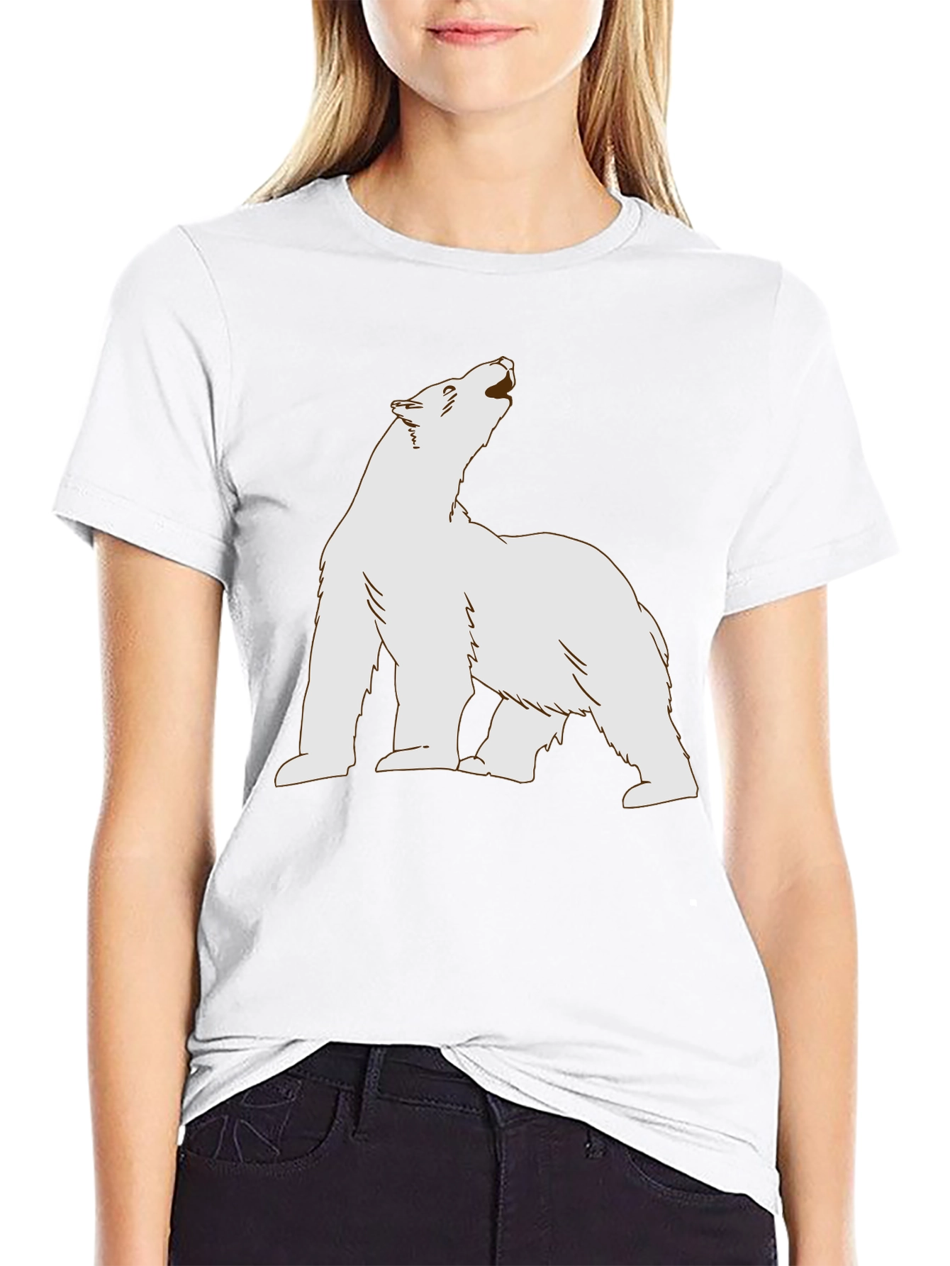 Black T-Shirt with Polar Bear Graphic