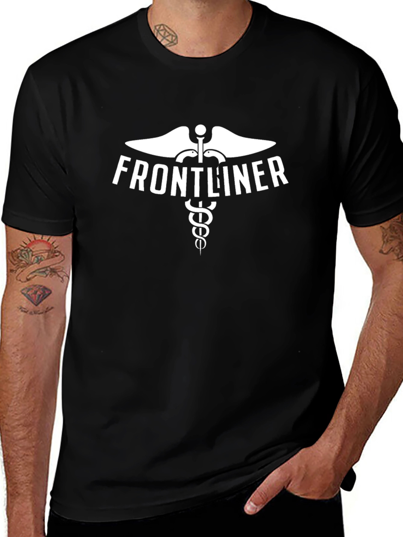 Frontliner Medical Symbol Black Cotton T-Shirt