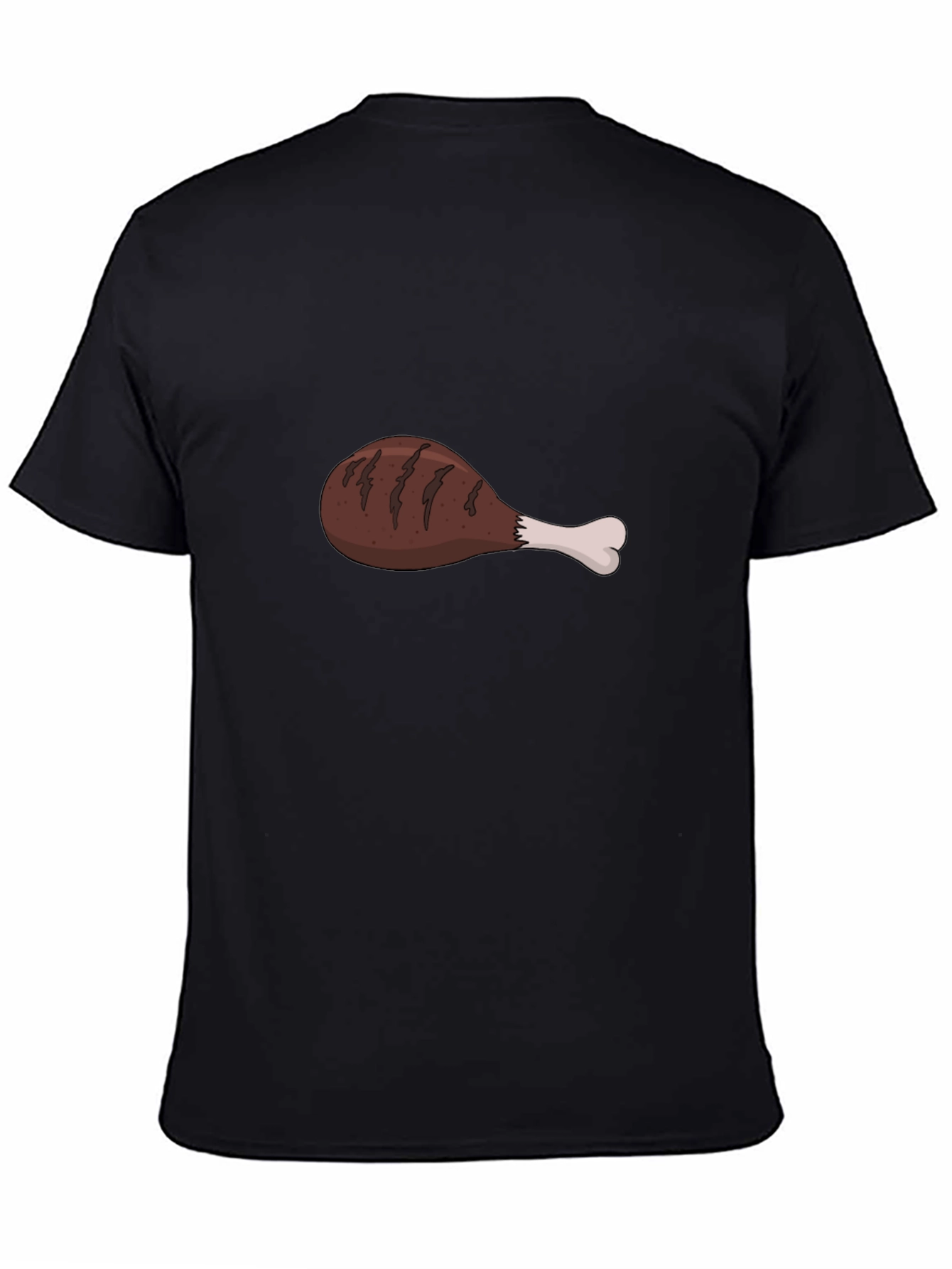 Funny Chicken Leg Graphic Black T-Shirt
