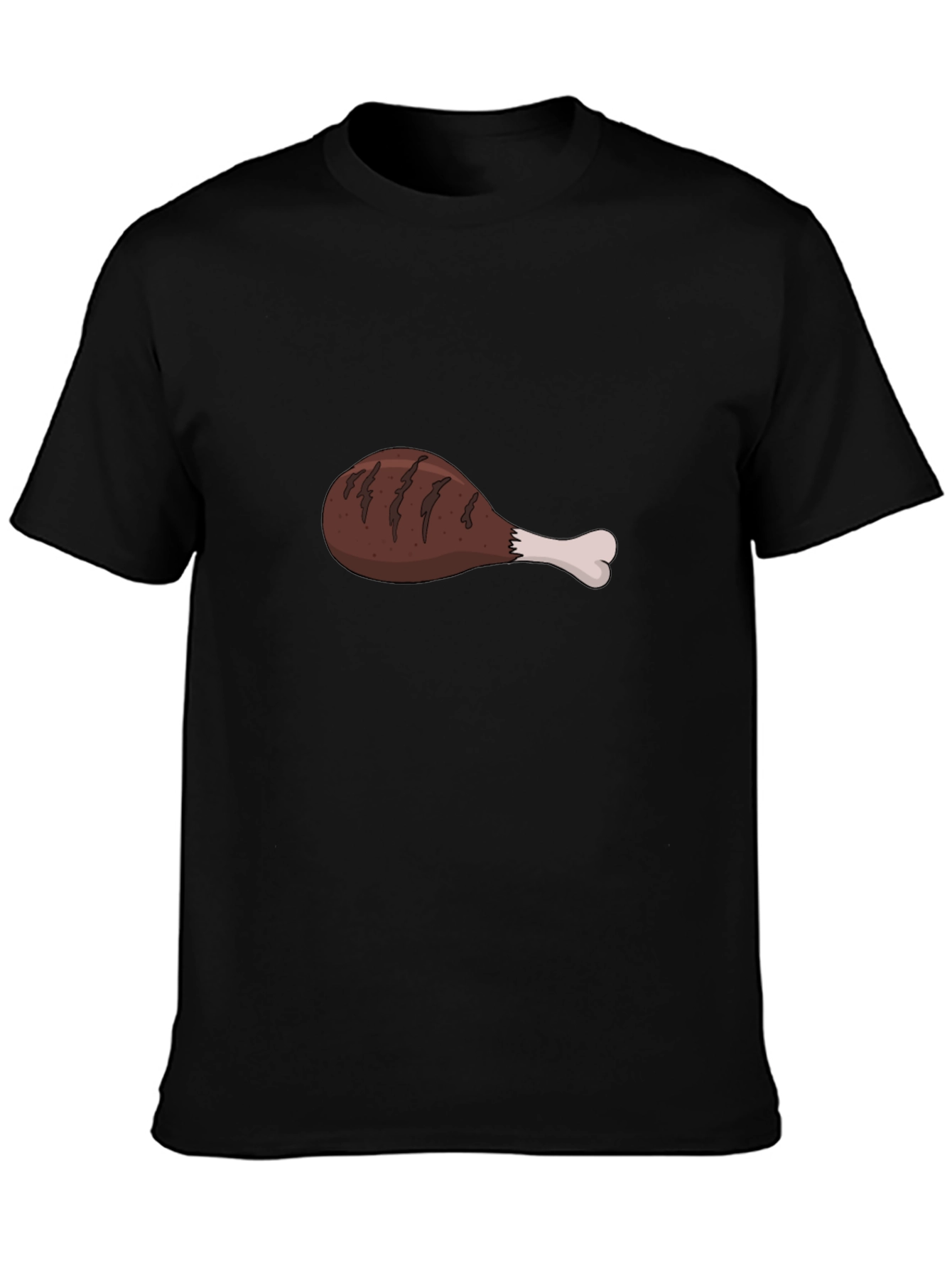 Funny Chicken Leg Graphic Black T-Shirt
