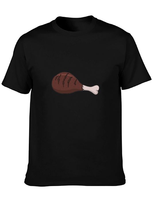 Funny Chicken Leg Graphic Black T-Shirt