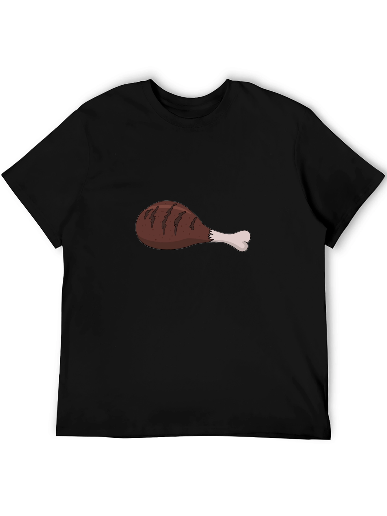 Funny Chicken Leg Graphic Black T-Shirt