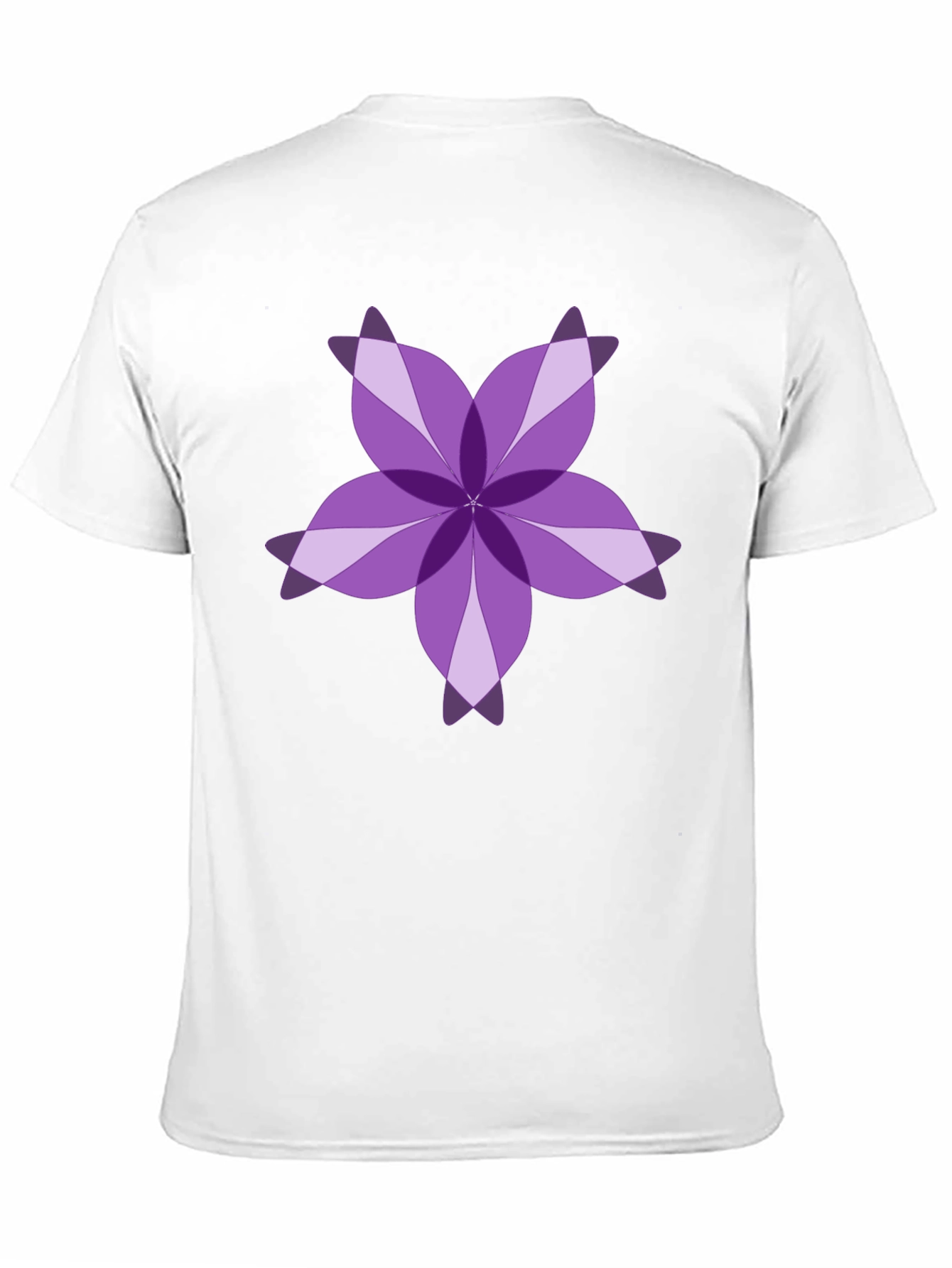 Purple Floral Design Black T-Shirt