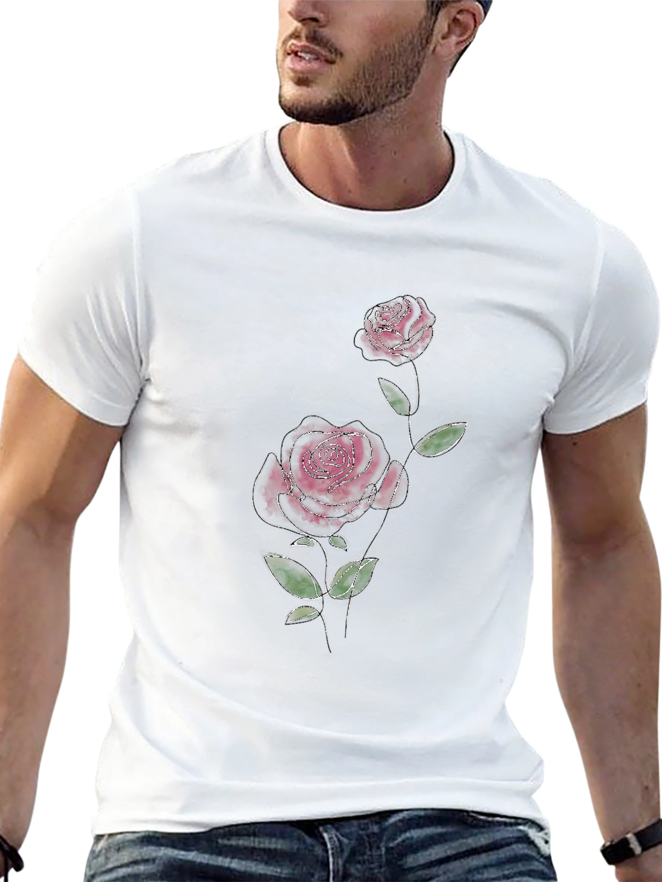 Black Rose Graphic Tee - Stylish Mens T-Shirt