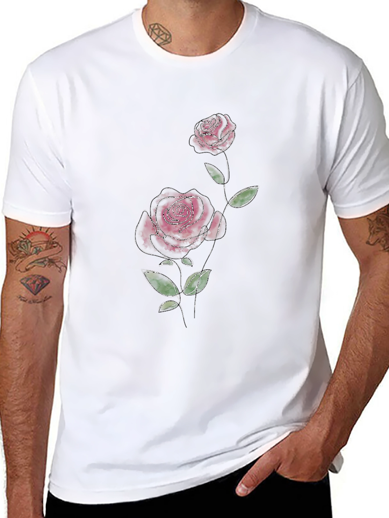 Black Rose Graphic Tee - Stylish Mens T-Shirt