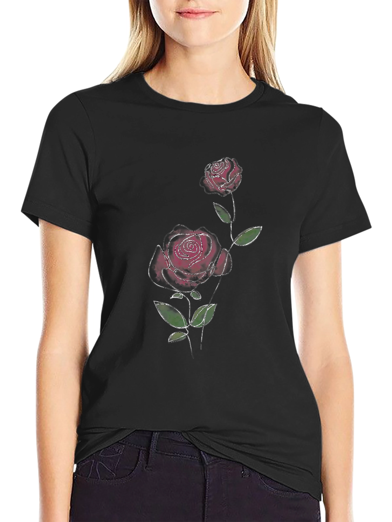 Black Rose Graphic Tee - Stylish Mens T-Shirt