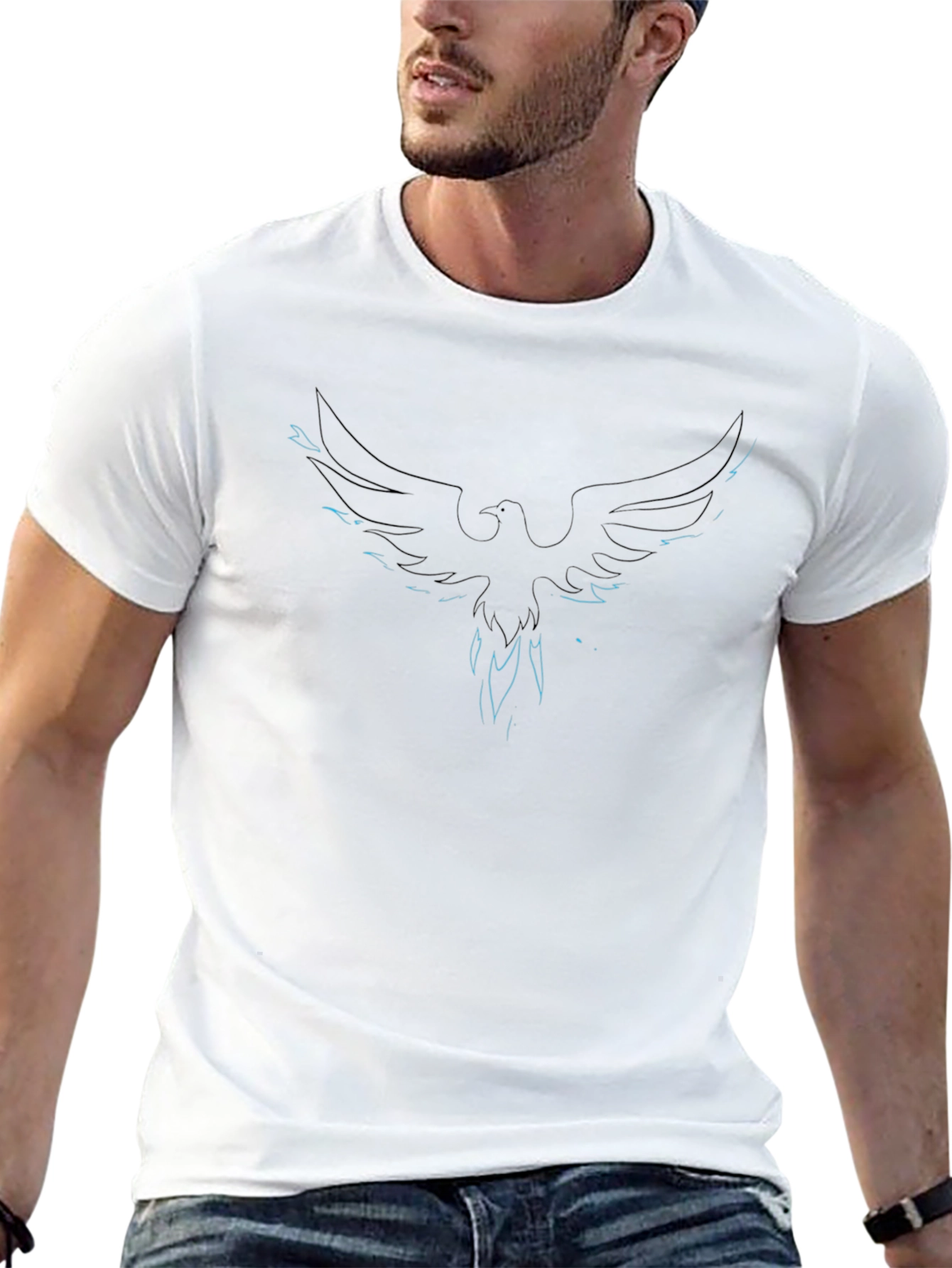Black T-Shirt with Rising Phoenix Design