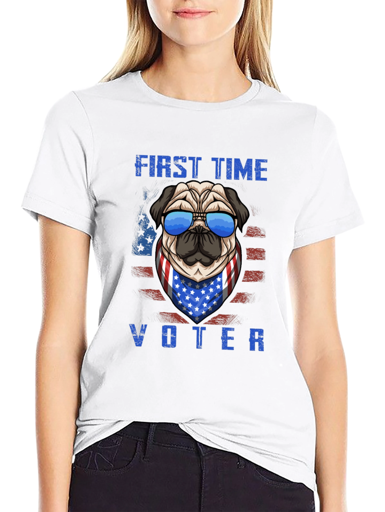 Patriotic Pug First Time Voter T-Shirt