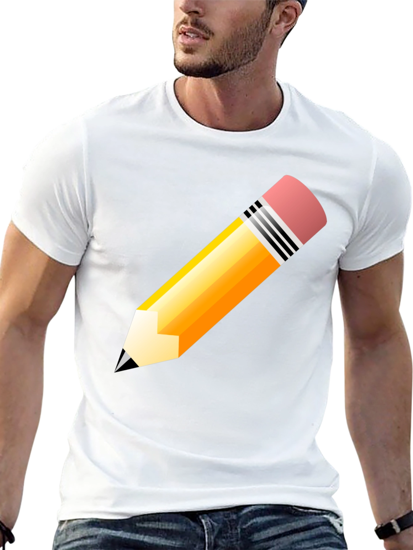 Pencil Graphic T-Shirt - Black Cotton Tee