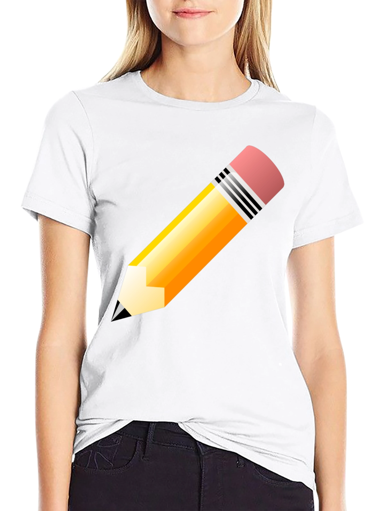 Pencil Graphic T-Shirt - Black Cotton Tee