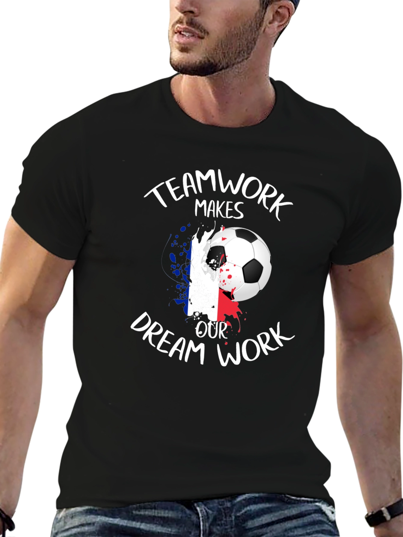 Teamwork Soccer T-Shirt - France Flag Inspired Design