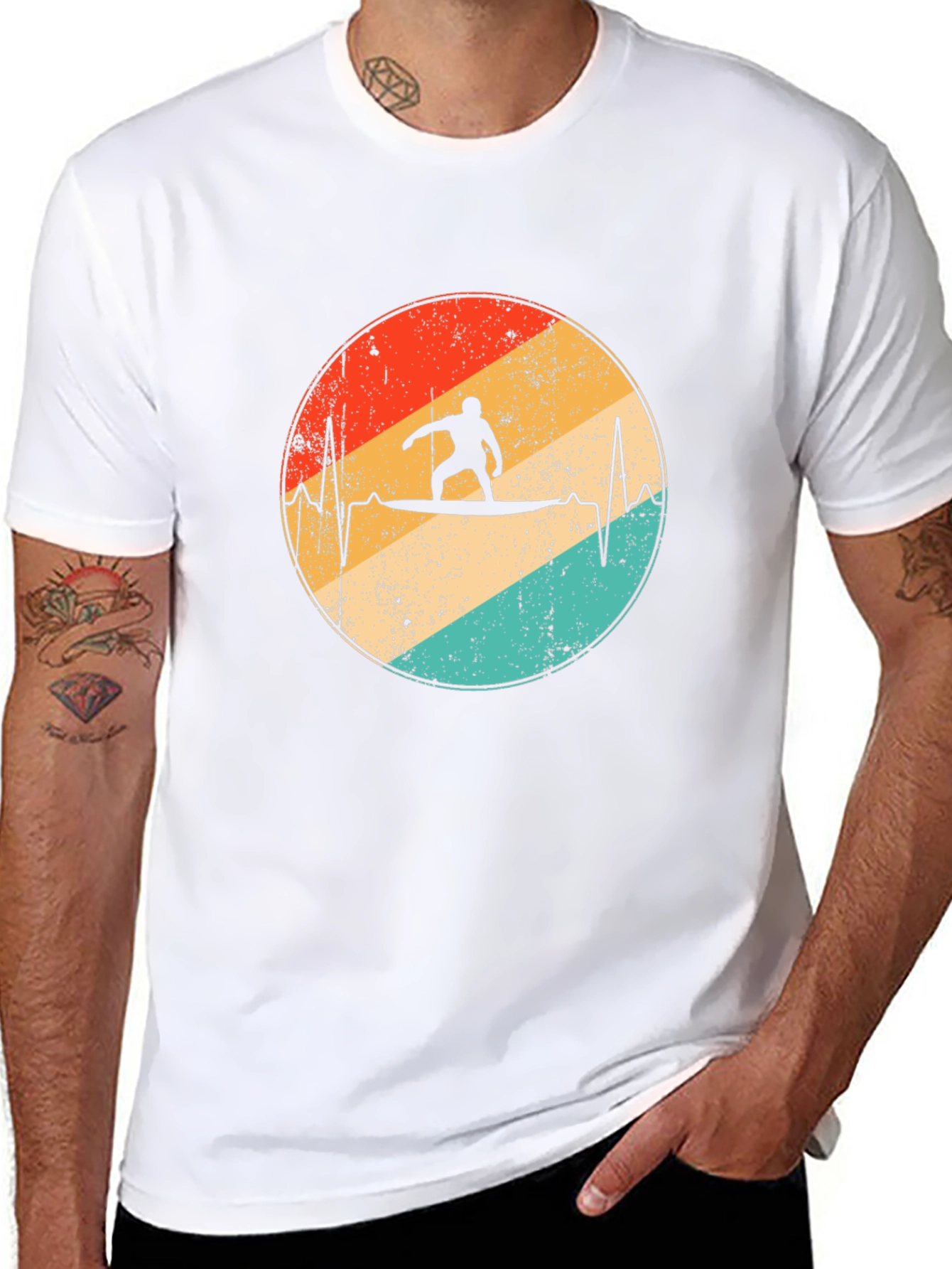 Retro Surfer Heartbeat Graphic Tee