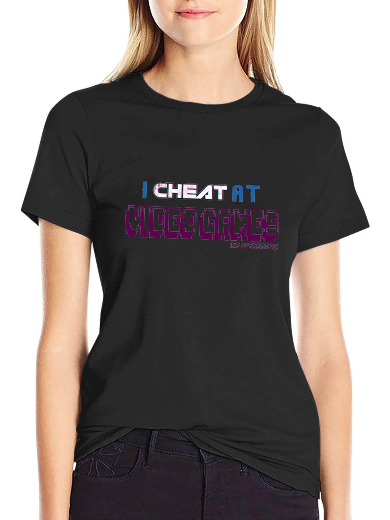 I Cheat At Video Games Black T-Shirt