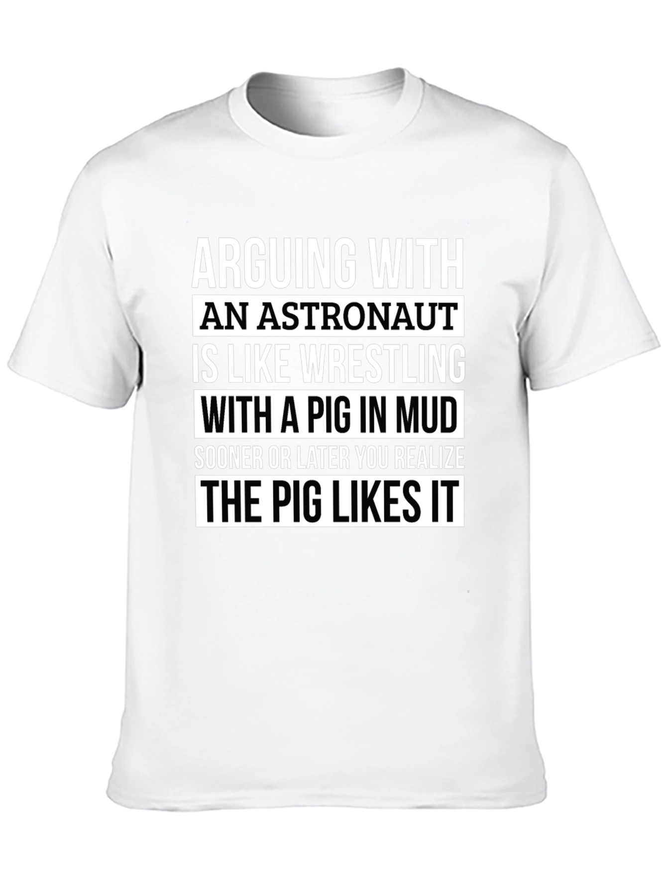 Astronaut Pig Wrestling Graphic T-Shirt