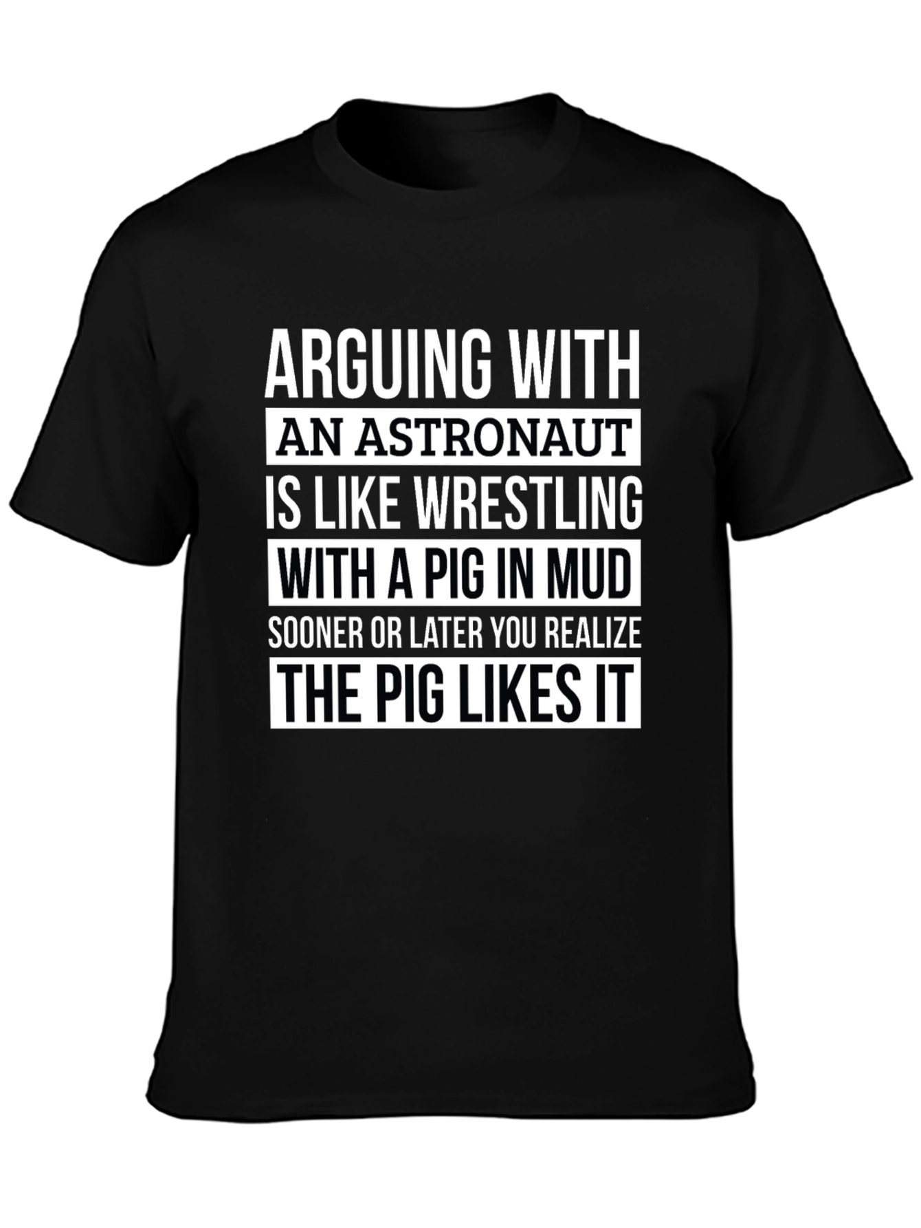 Astronaut Pig Wrestling Graphic T-Shirt